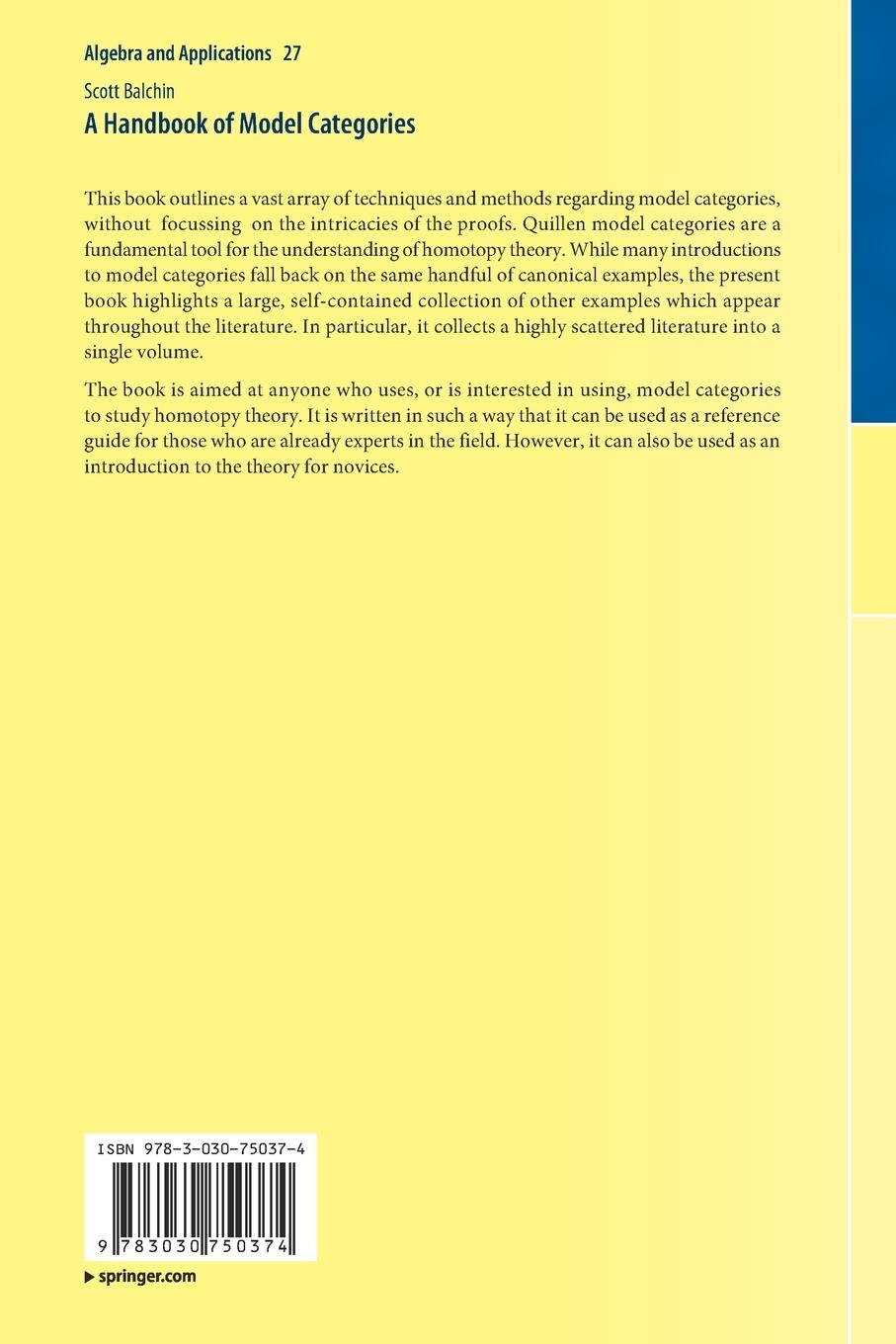 Rückseitencover A Handbook of Model Categories