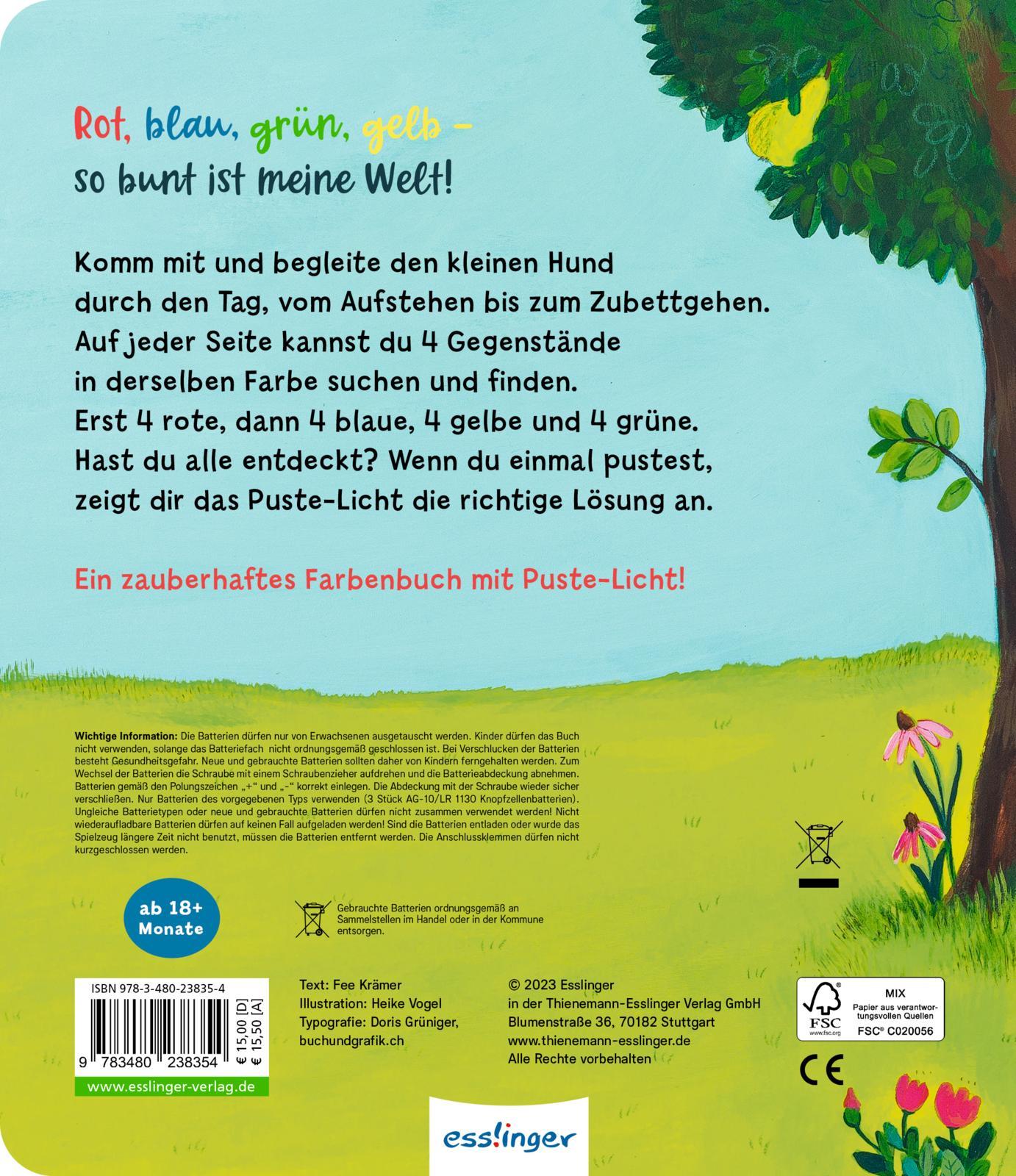 Rückseitencover Mein Puste-Licht-Buch: Rot, blau, grün, gelb - so bunt ist meine Welt!
