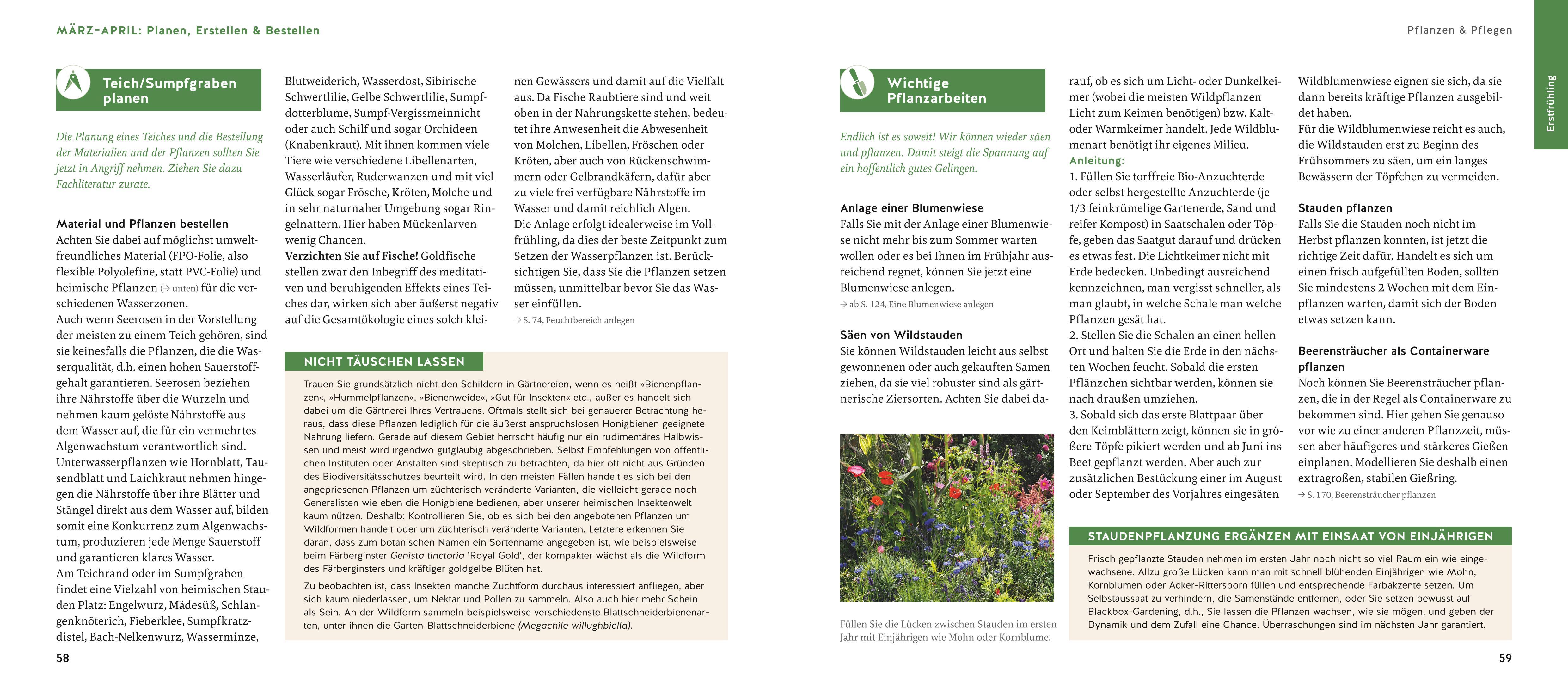 Beispielinhalt (Bild) Quickfinder Artenvielfalt im Gartenjahr