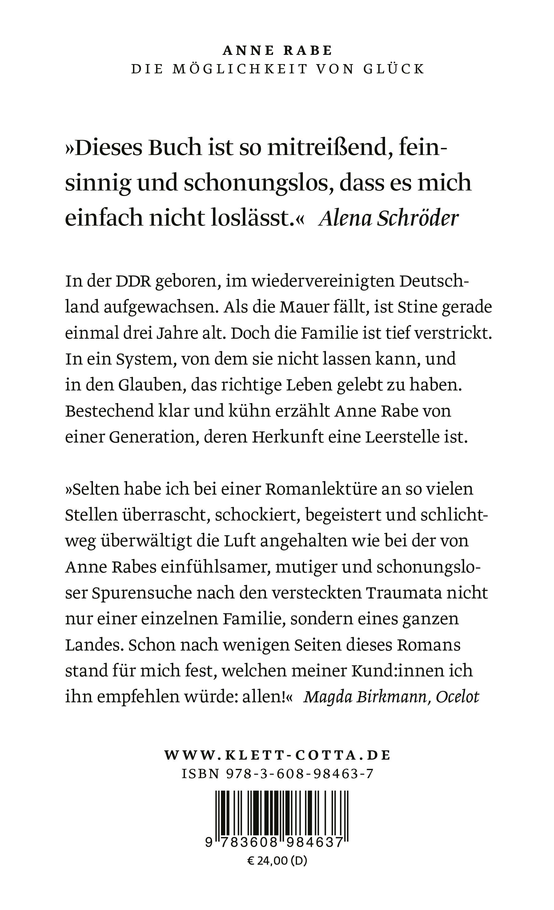 Rückseitencover Die Möglichkeit von Glück