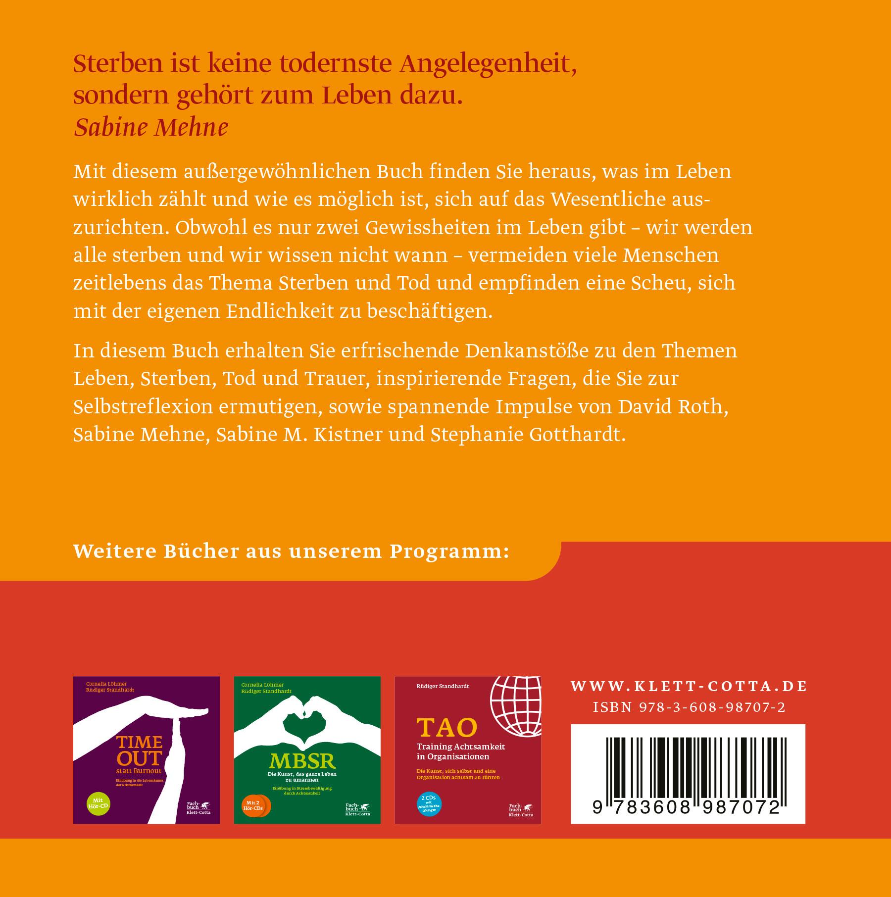 Rückseitencover Die Kunst, den Tod ins Leben einzuladen