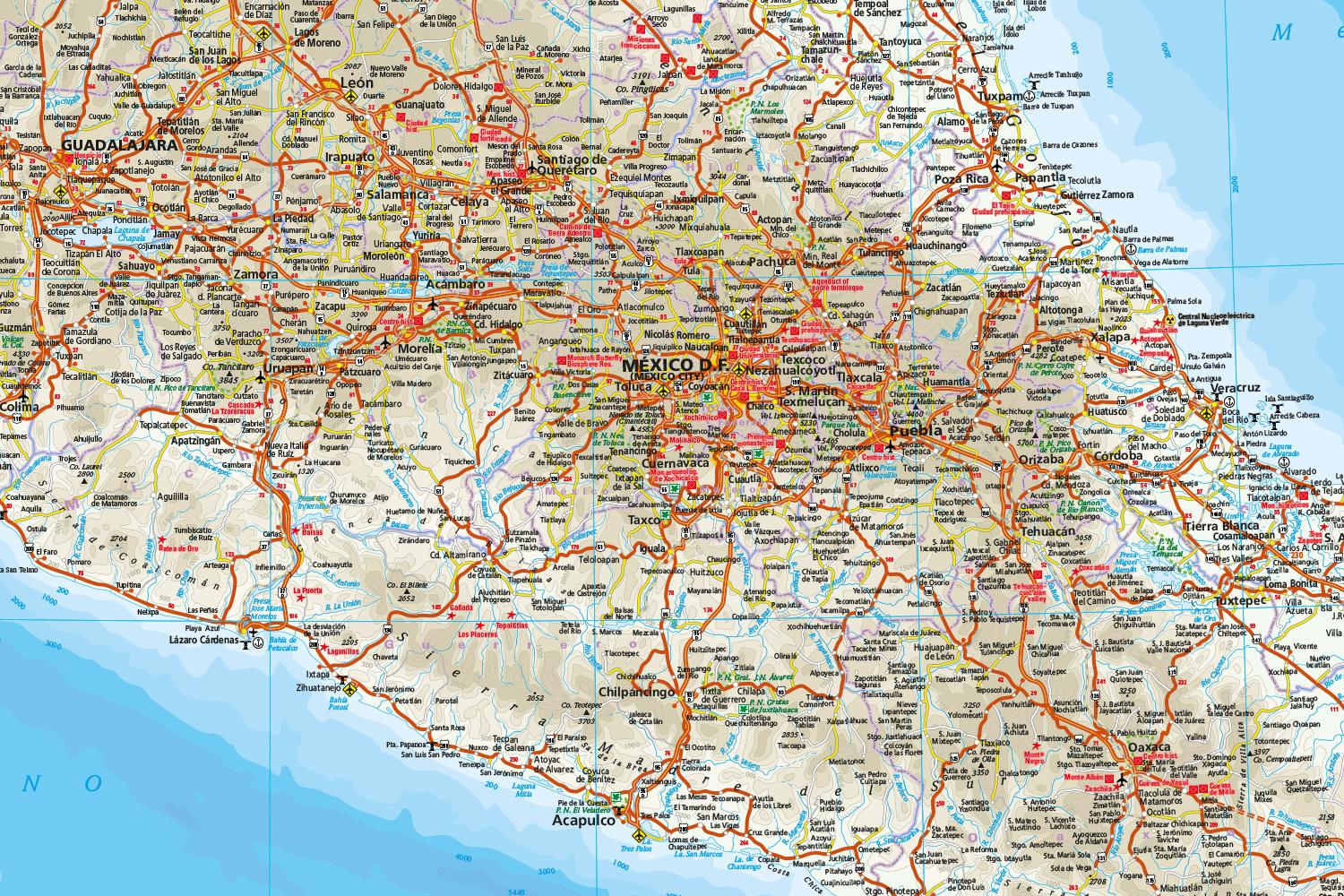 Beispielinhalt (Bild) Reise Know-How Landkarte Mexiko / Mexico (1:2.250.000)