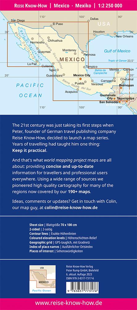Rückseitencover Reise Know-How Landkarte Mexiko / Mexico (1:2.250.000)