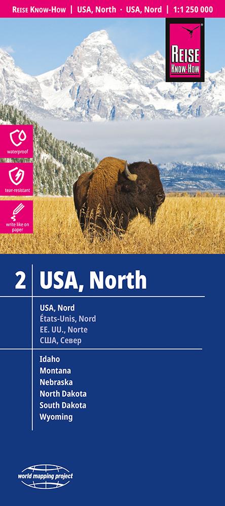 Vorderes Coverbild Reise Know-How Landkarte USA, Nord / USA, North (1:1.250.000) : Idaho, Montana, Wyoming, North Dakota, South Dakota, Nebraska