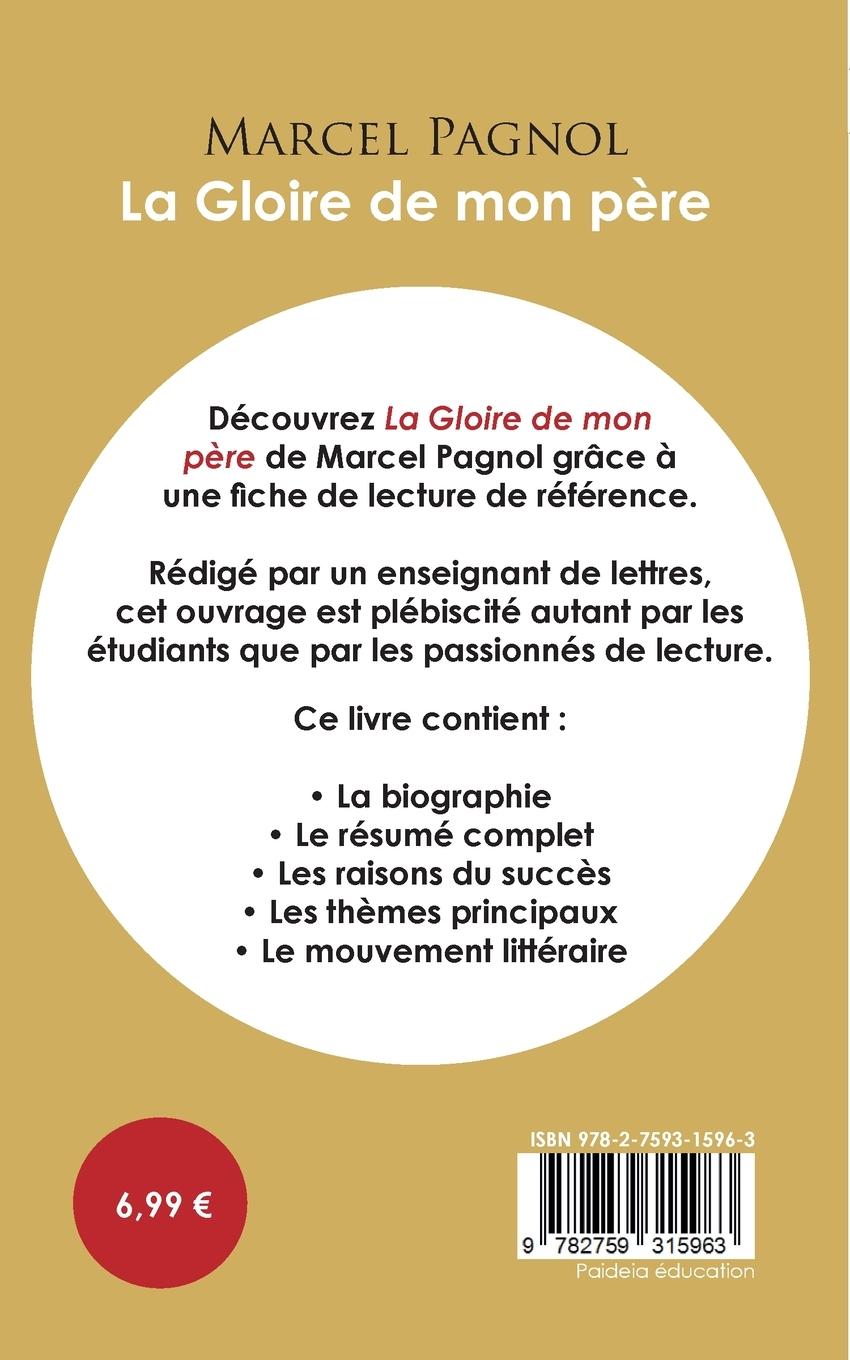 Rückseitencover Fiche de lecture La Gloire de mon père de Marcel Pagnol (Étude intégrale)