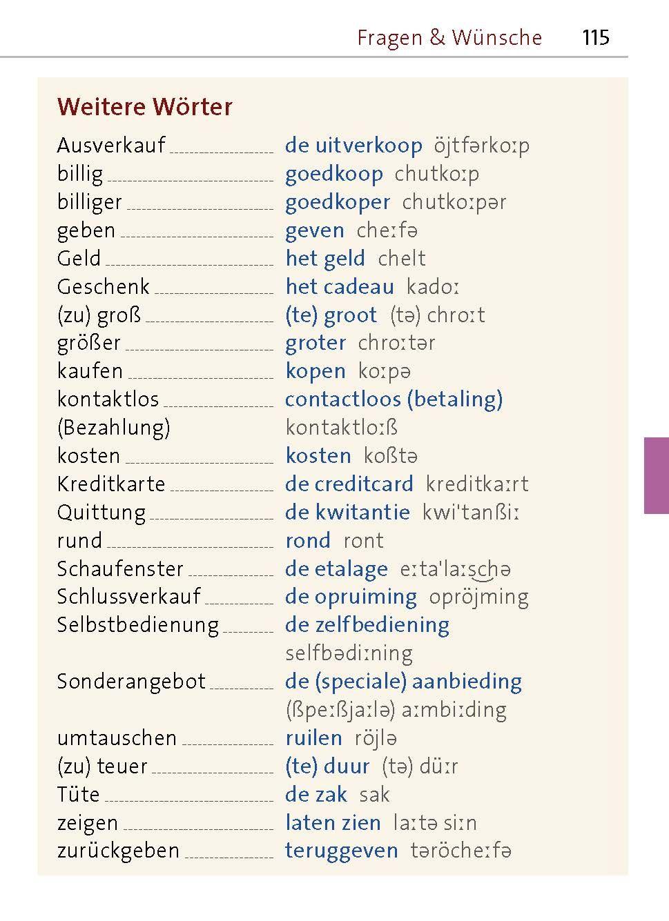 Beispielinhalt (Bild) Langenscheidt Universal-Sprachführer Niederländisch