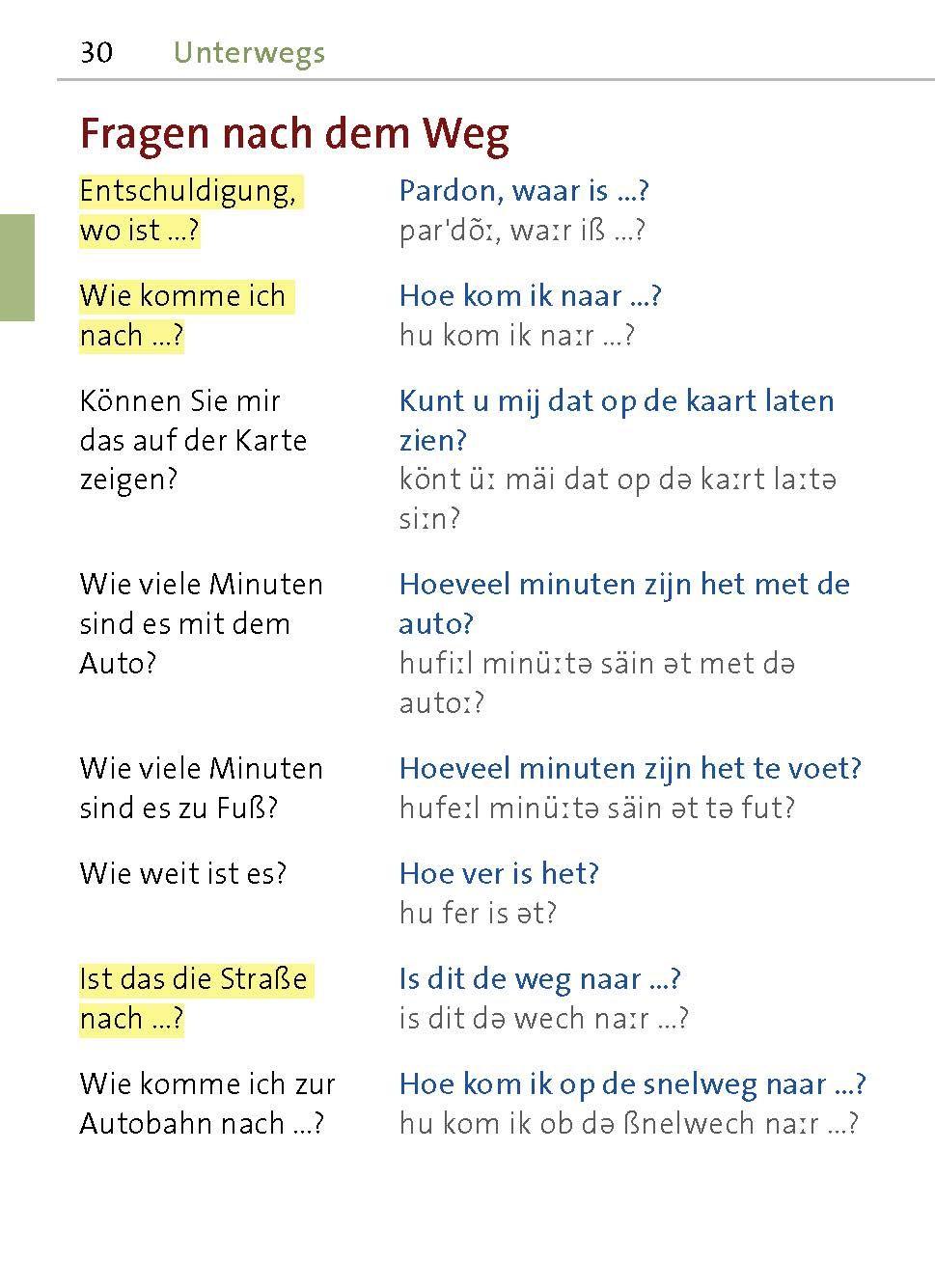 Beispielinhalt (Bild) Langenscheidt Universal-Sprachführer Niederländisch