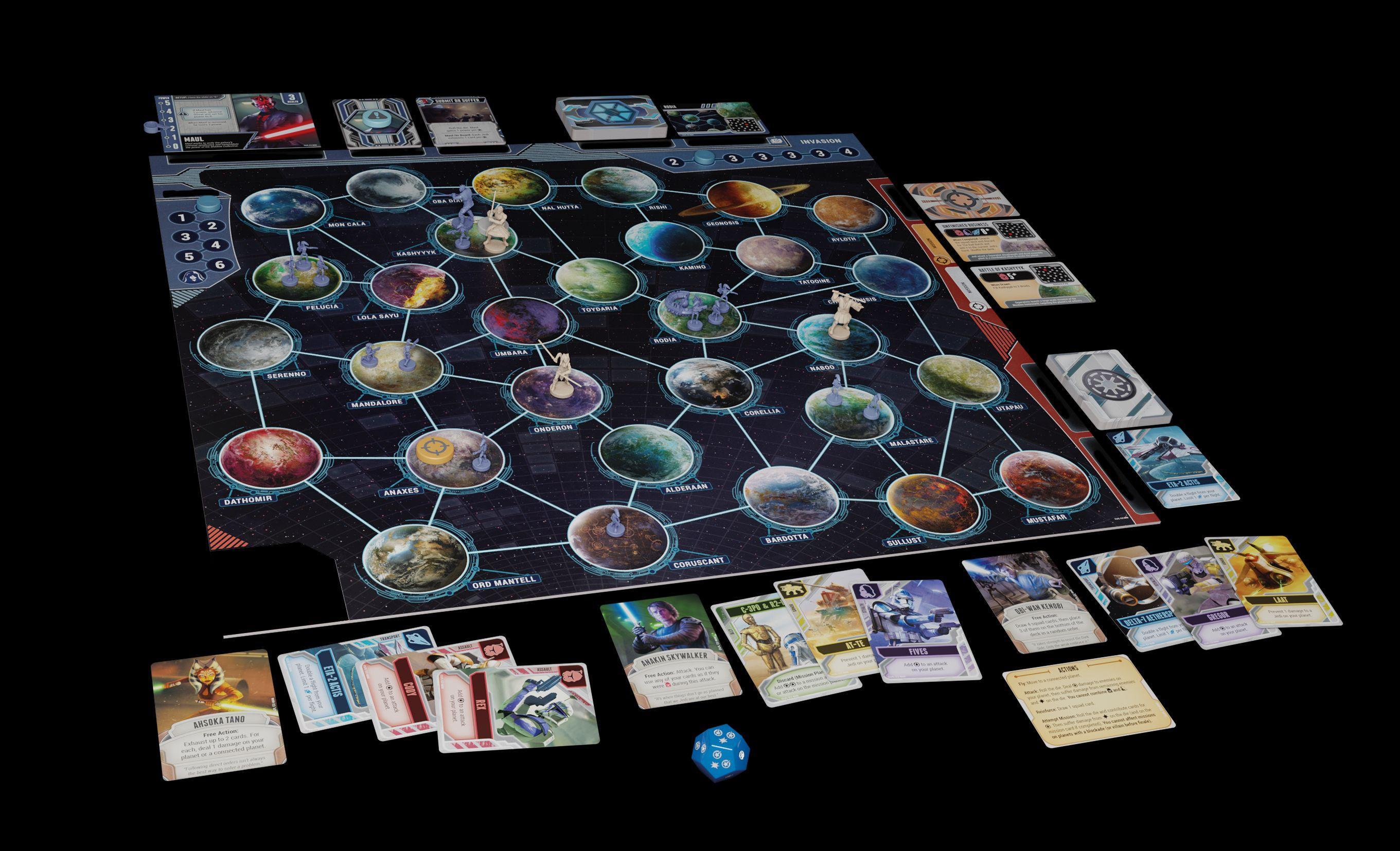 Beispielinhalt (Bild) Star Wars The Clone Wars (Ein Brettspiel mit dem Pandemic-System)