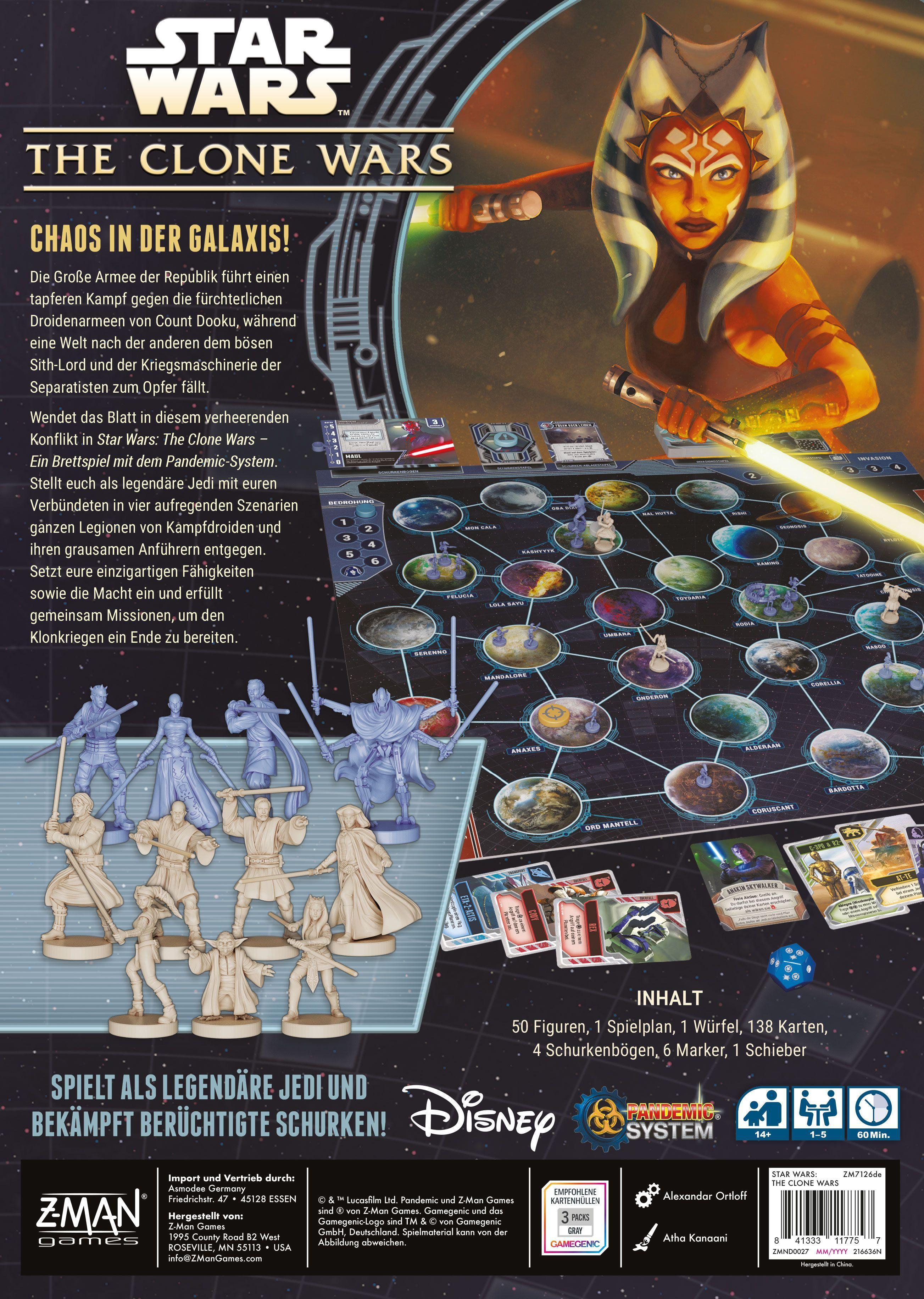 Beispielinhalt (Bild) Star Wars The Clone Wars (Ein Brettspiel mit dem Pandemic-System)