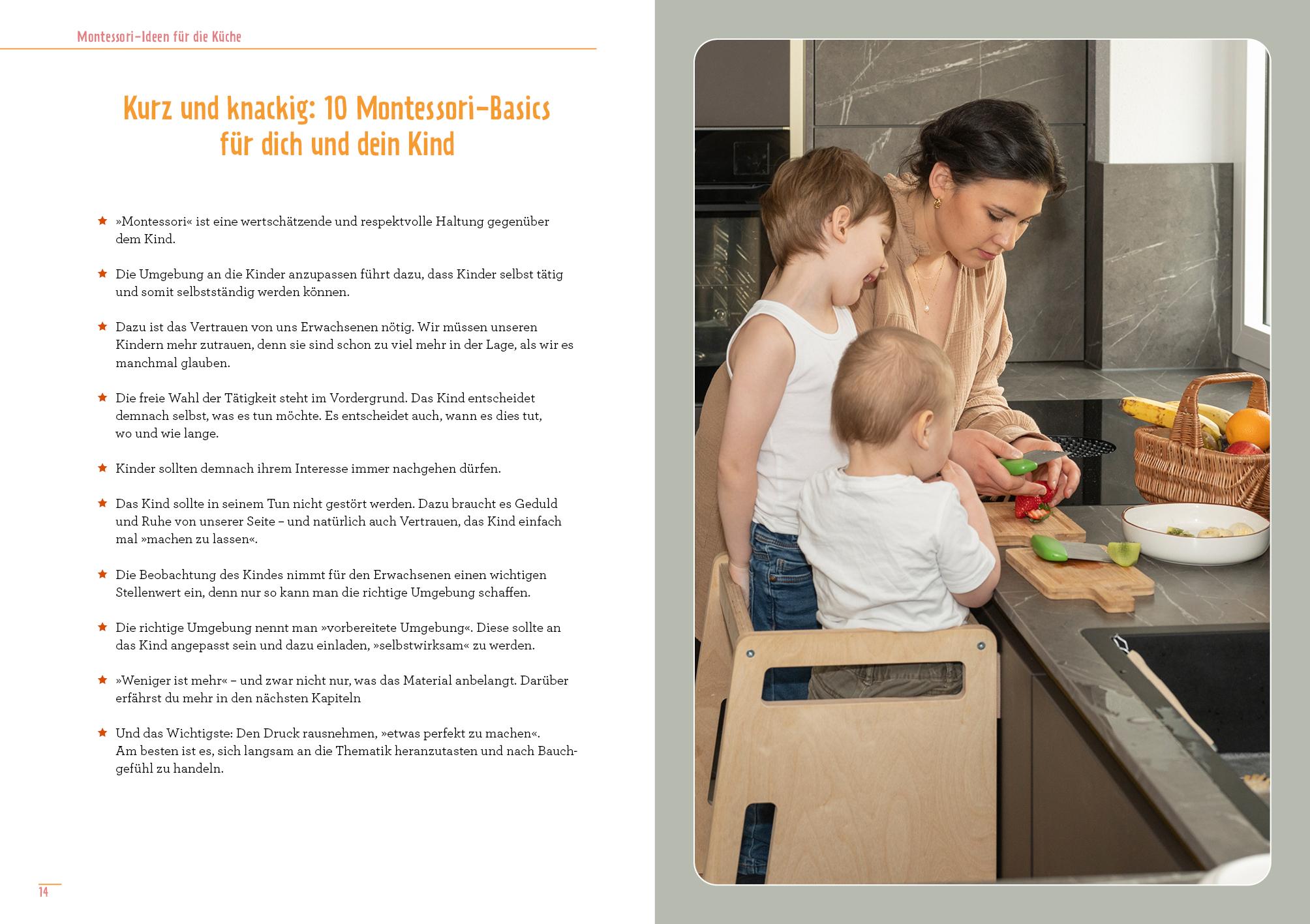 Beispielinhalt (Bild) Montessori-Ideen für die Küche - Kochen mit Kindern