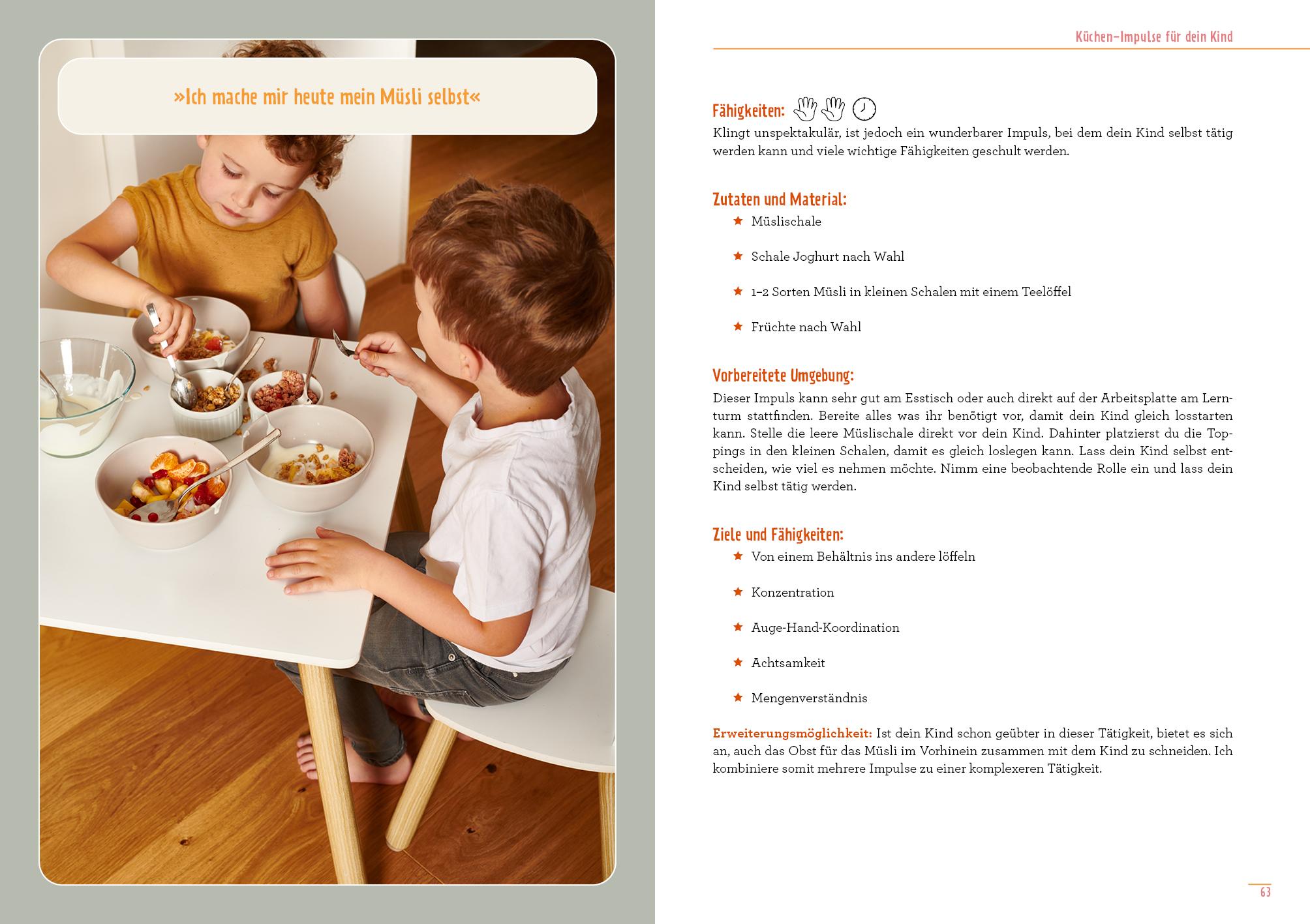 Beispielinhalt (Bild) Montessori-Ideen für die Küche - Kochen mit Kindern