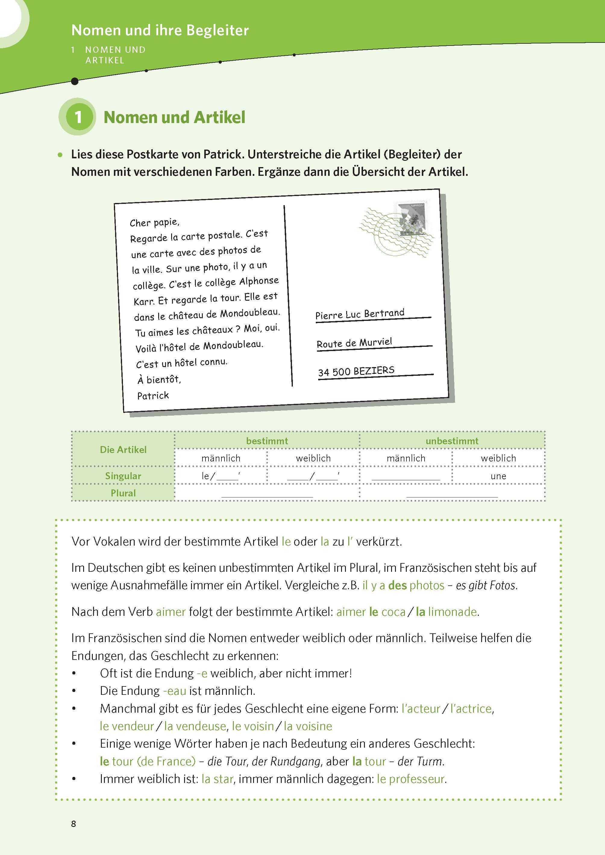 Beispielinhalt (Bild) Das große Übungsbuch Französisch 1.-4. Lernjahr