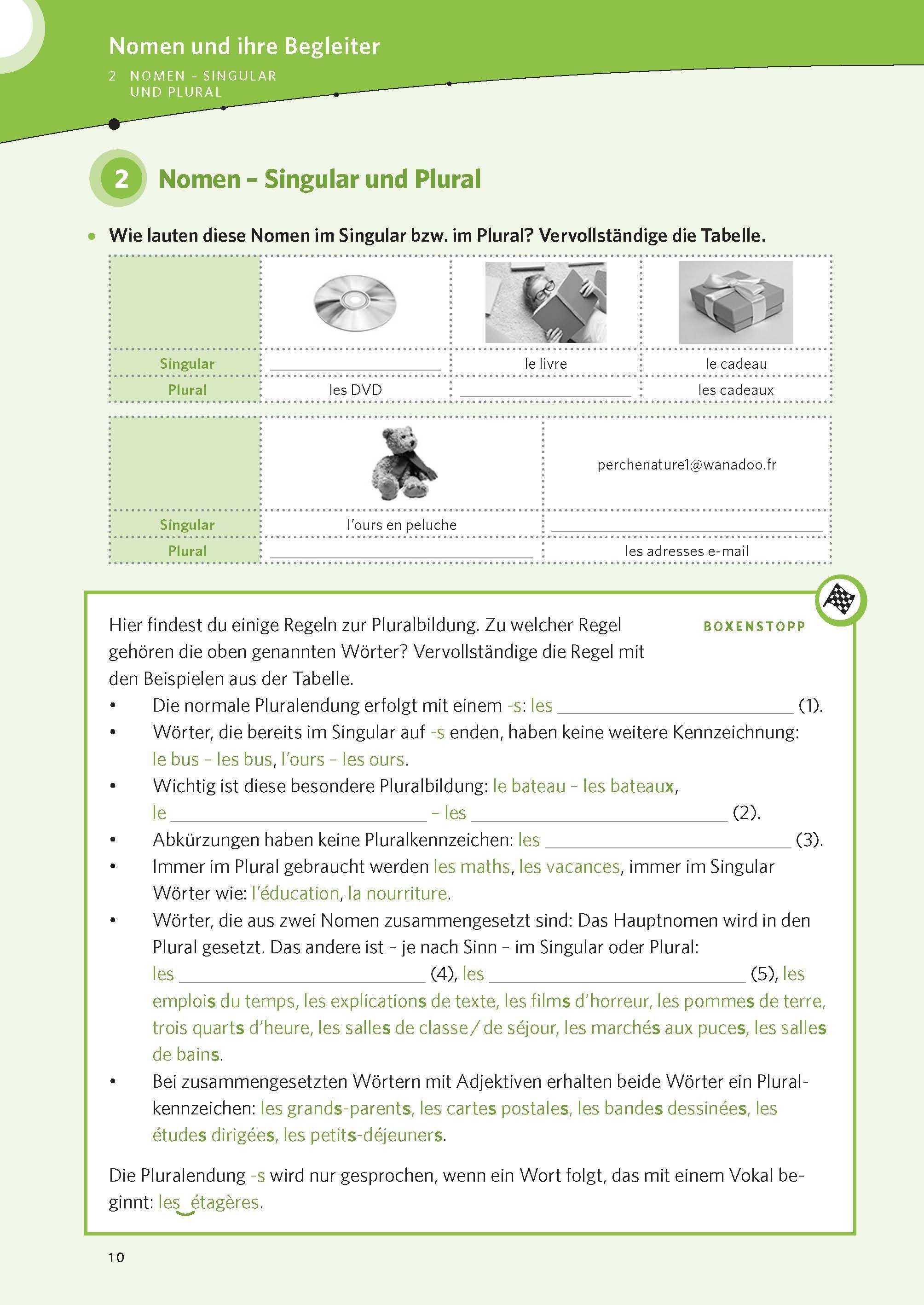 Beispielinhalt (Bild) Das große Übungsbuch Französisch 1.-4. Lernjahr