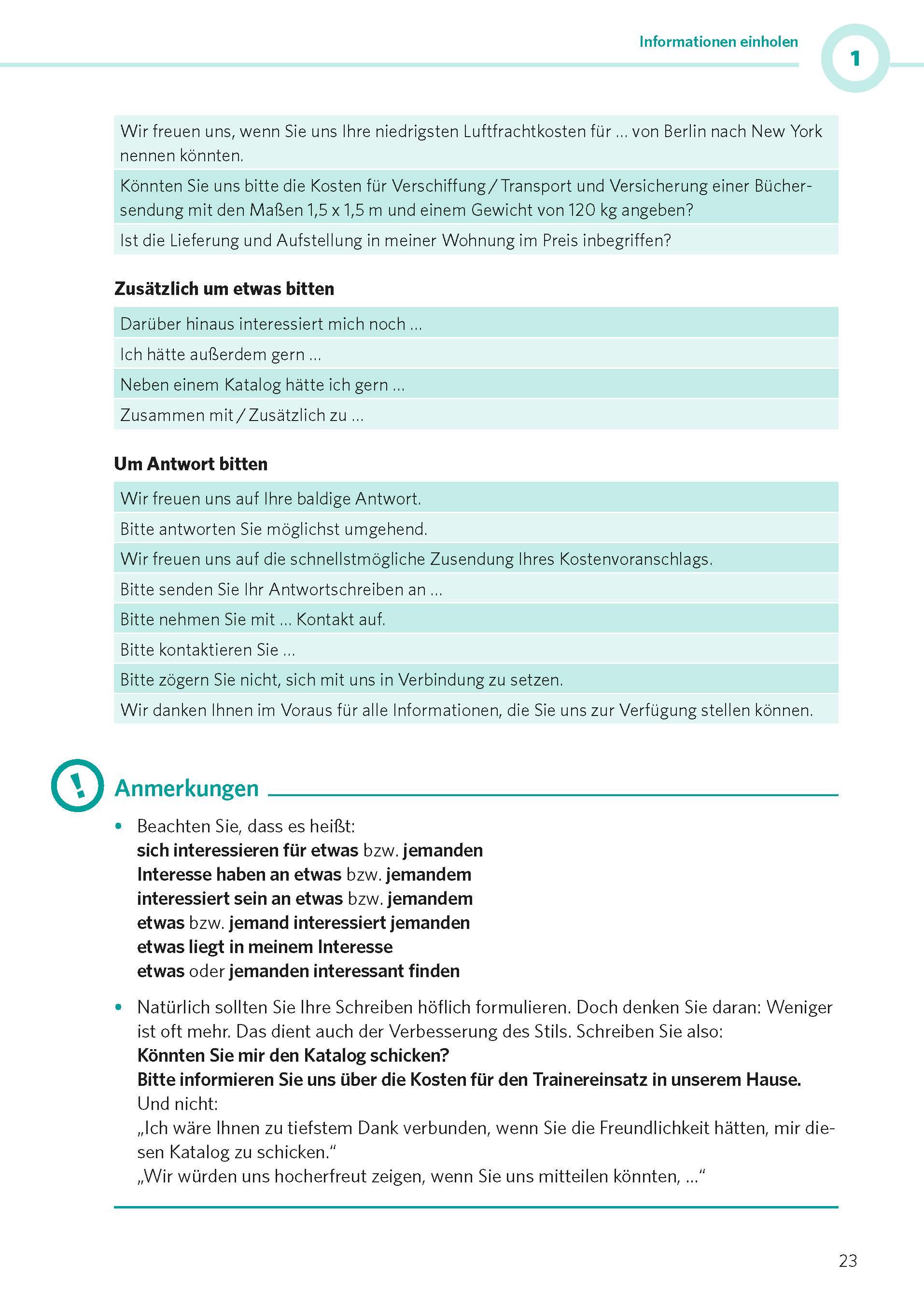 Beispielinhalt (Bild) PONS Bürokommunikation Deutsch