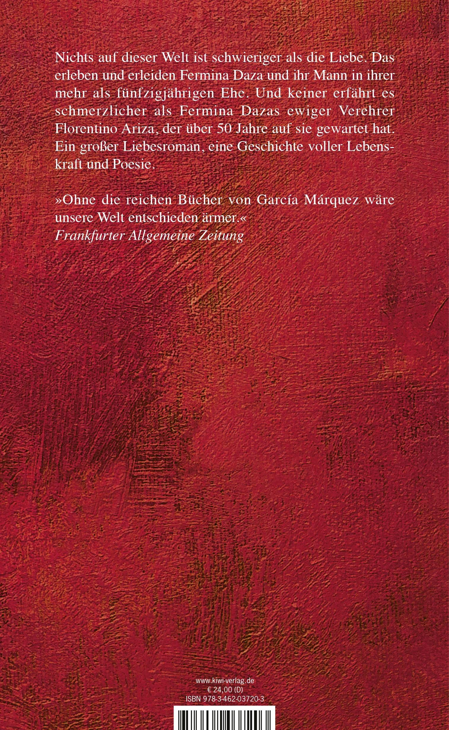 Rückseitencover Liebe in den Zeiten der Cholera