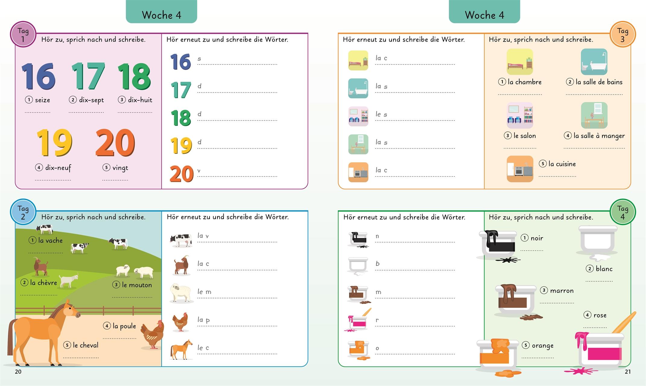 Beispielinhalt (Bild) Französisch für clevere Kids - 5 Wörter am Tag