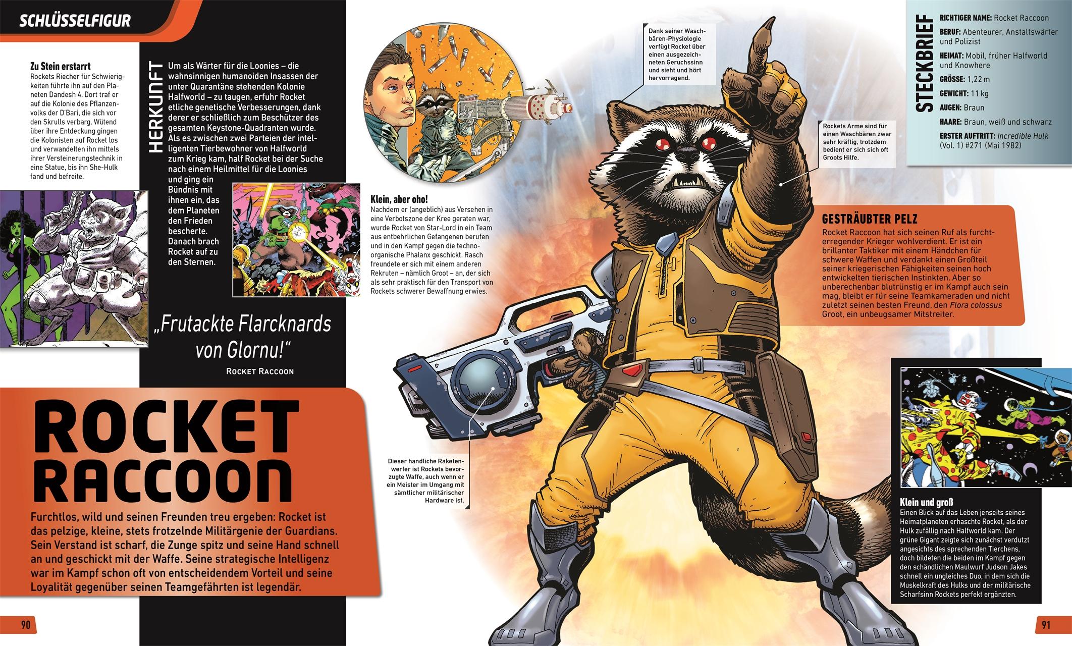 Beispielinhalt (Bild) MARVEL Guardians of the Galaxy Helden, Schurken, Schauplätze und Geschichten