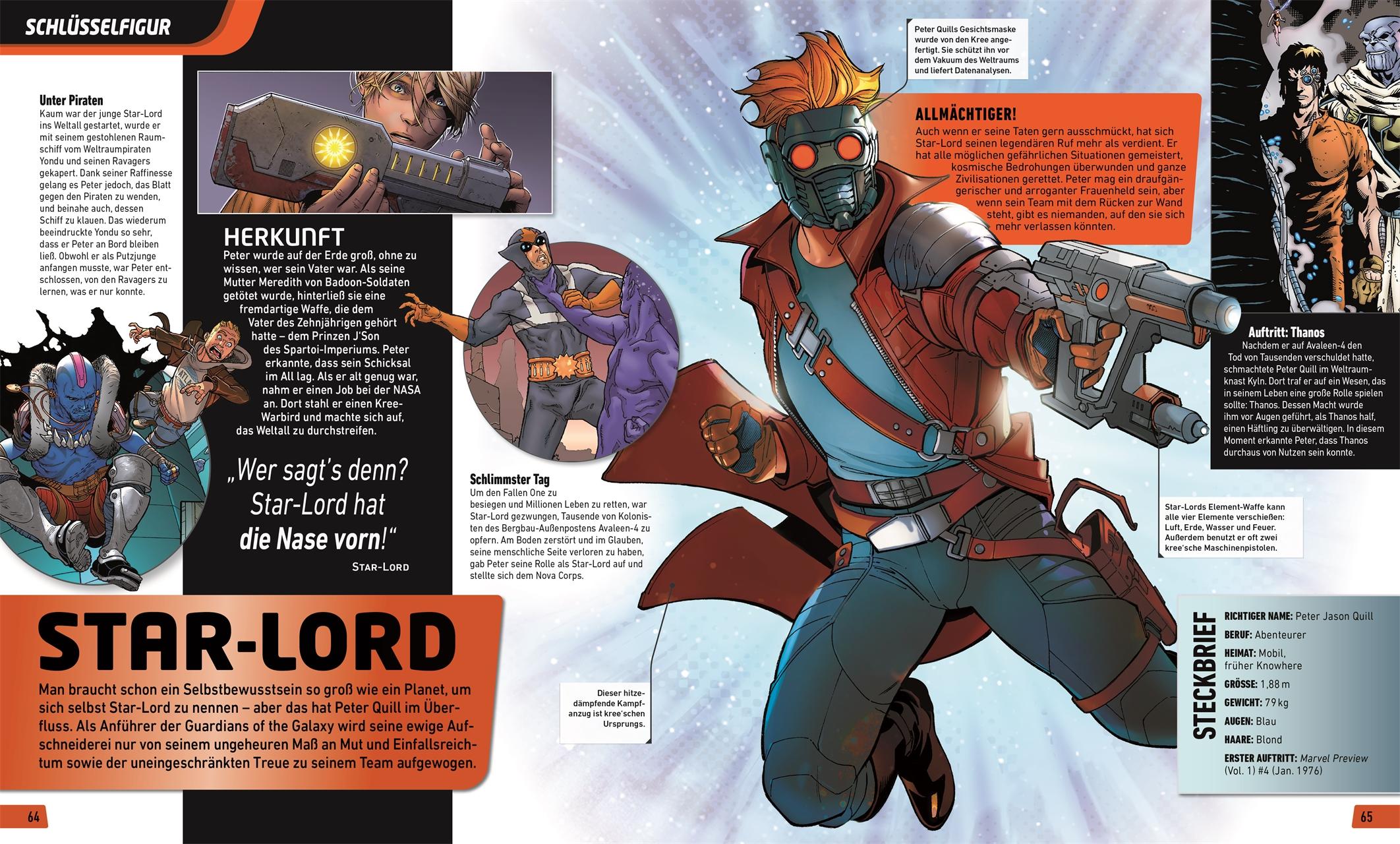 Beispielinhalt (Bild) MARVEL Guardians of the Galaxy Helden, Schurken, Schauplätze und Geschichten