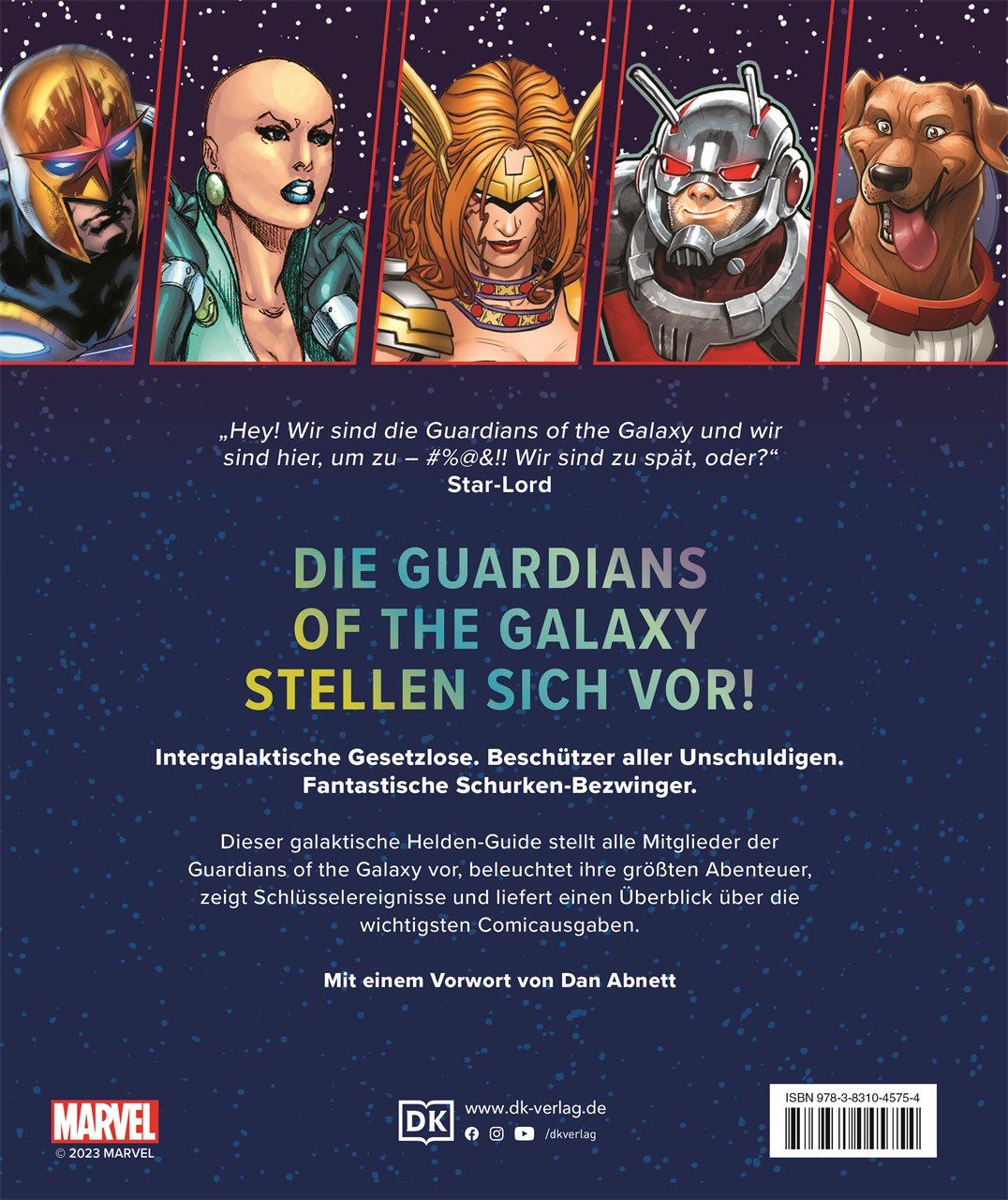 Rückseitencover MARVEL Guardians of the Galaxy Helden, Schurken, Schauplätze und Geschichten