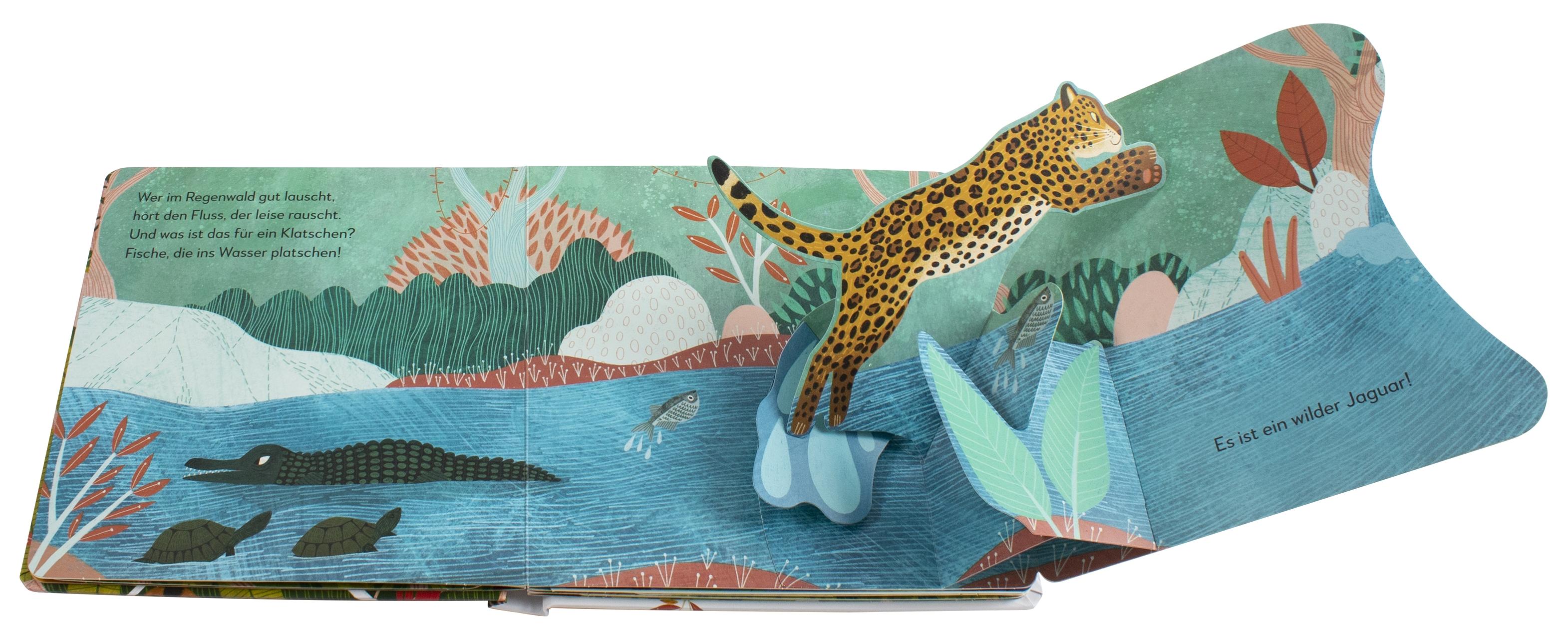 Beispielinhalt (Bild) Mein Pop-up-Buch zum Staunen. Wer lebt im Regenwald?