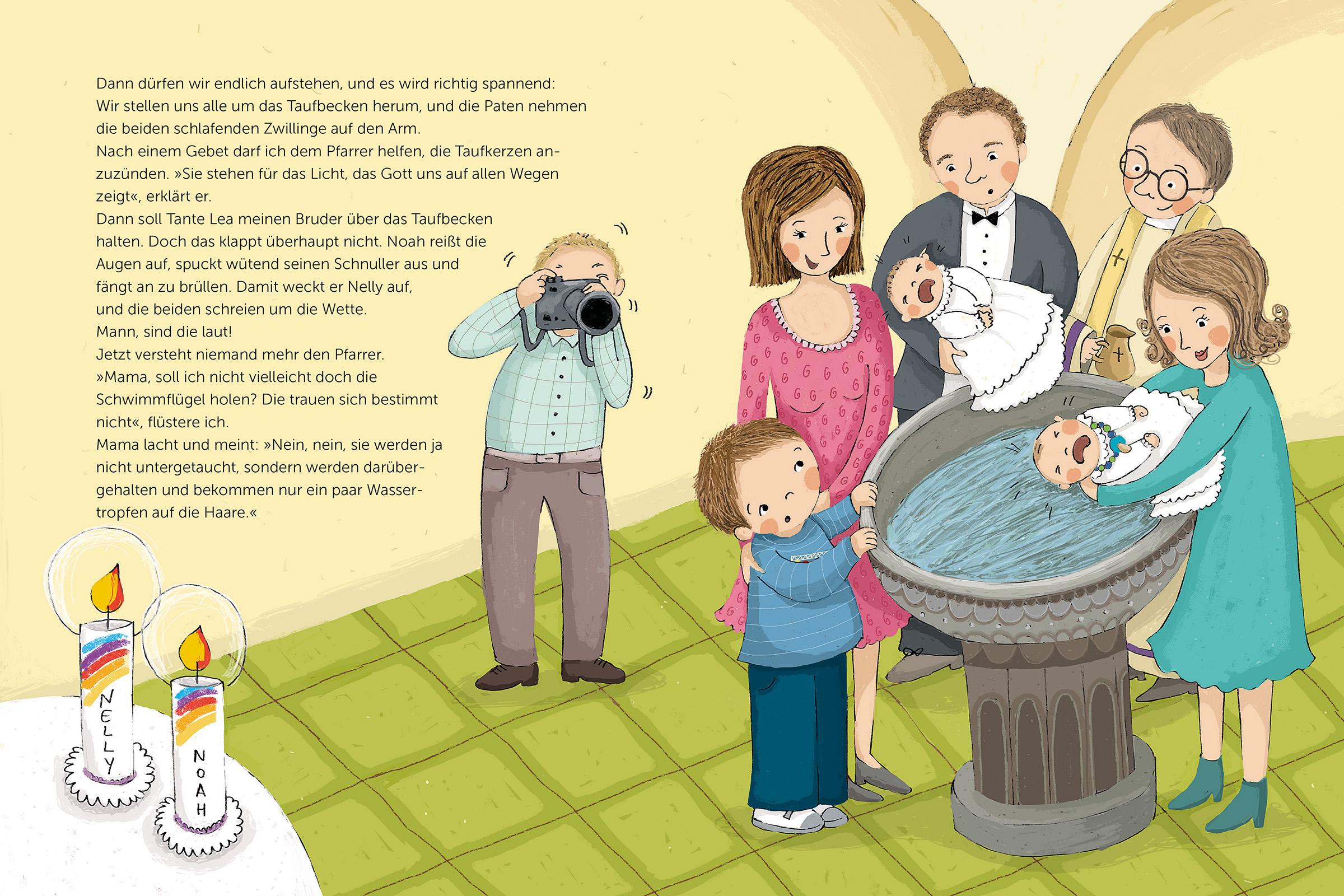 Beispielinhalt (Bild) Vom Taufen kriegt man nasse Haare