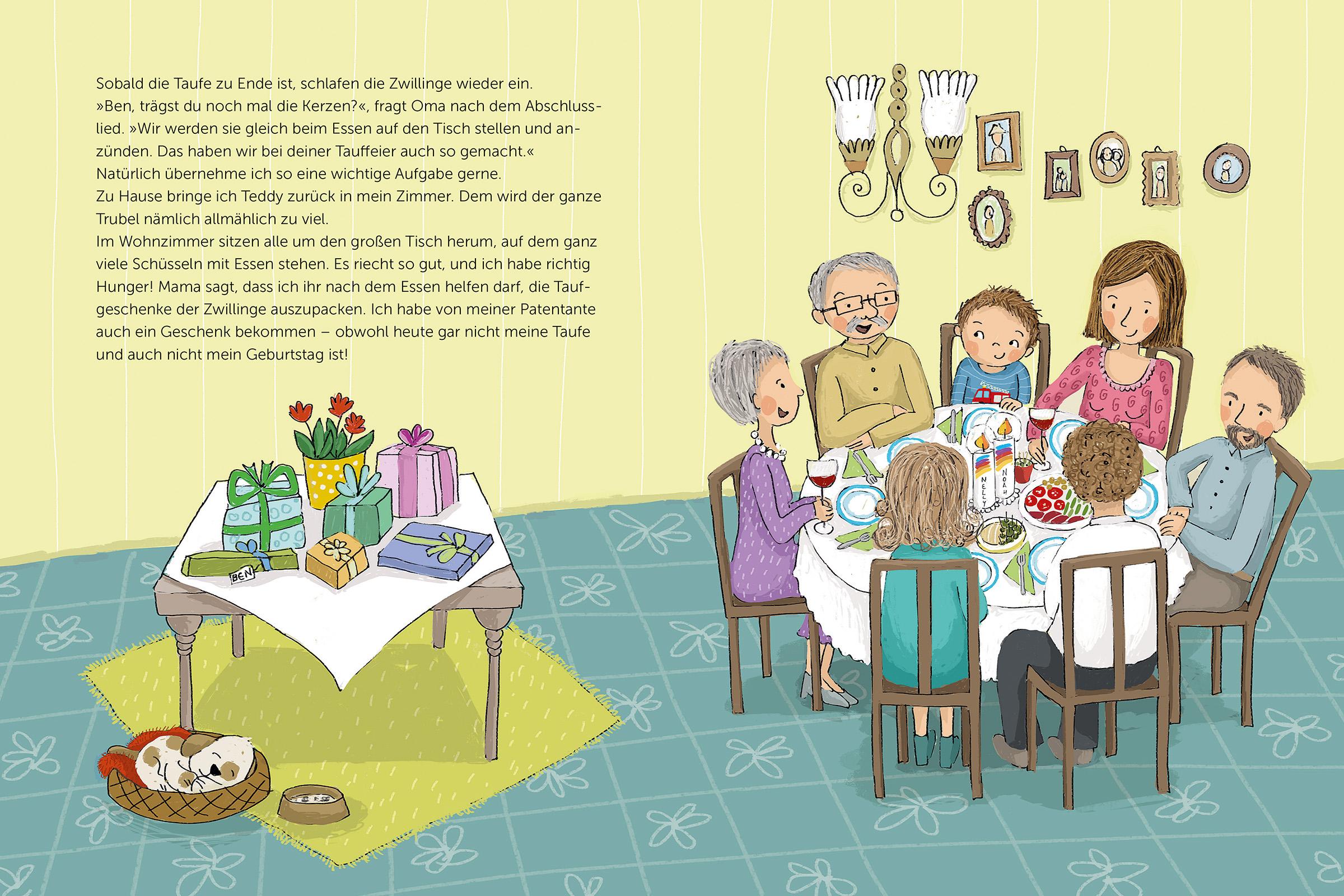 Beispielinhalt (Bild) Vom Taufen kriegt man nasse Haare