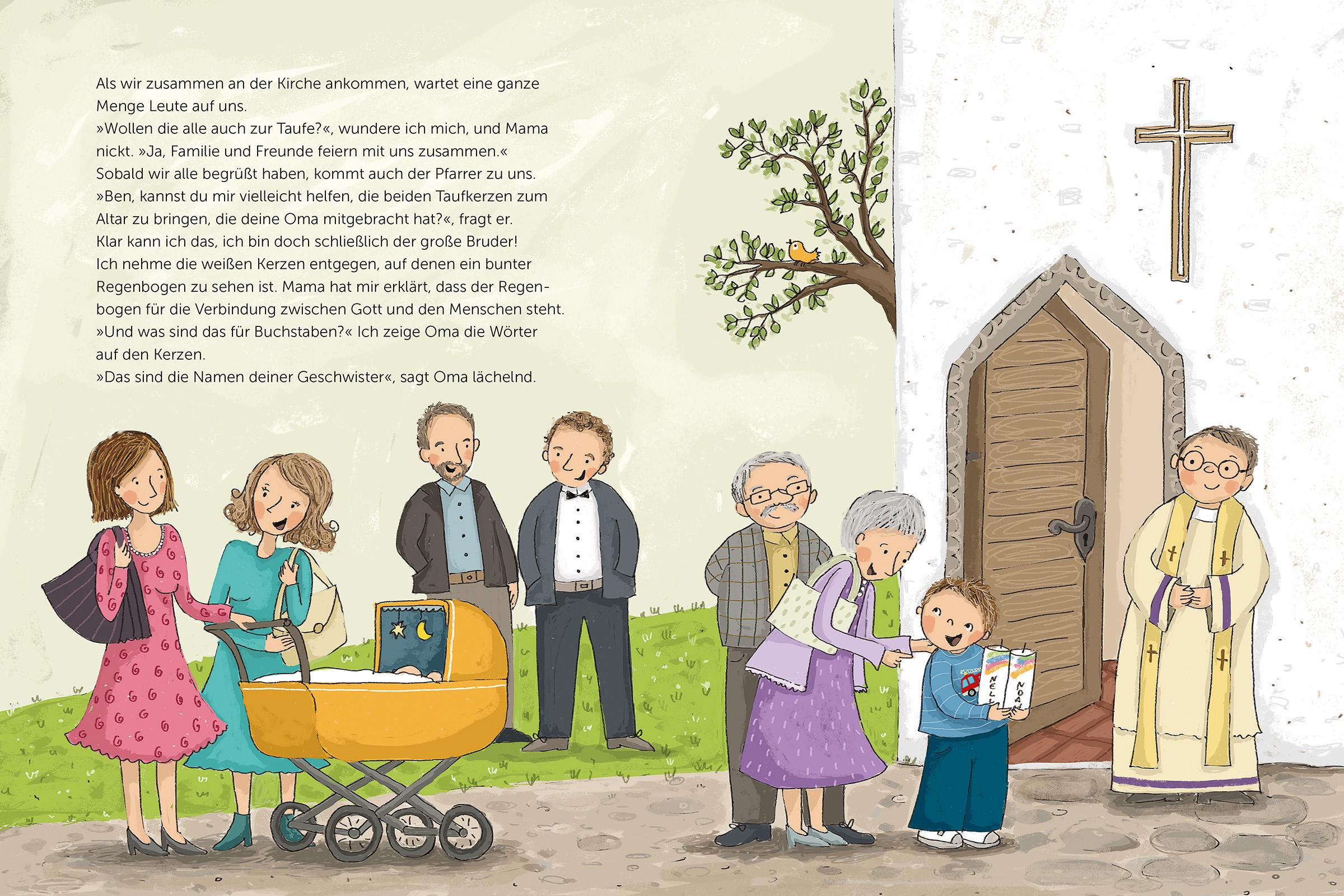 Beispielinhalt (Bild) Vom Taufen kriegt man nasse Haare