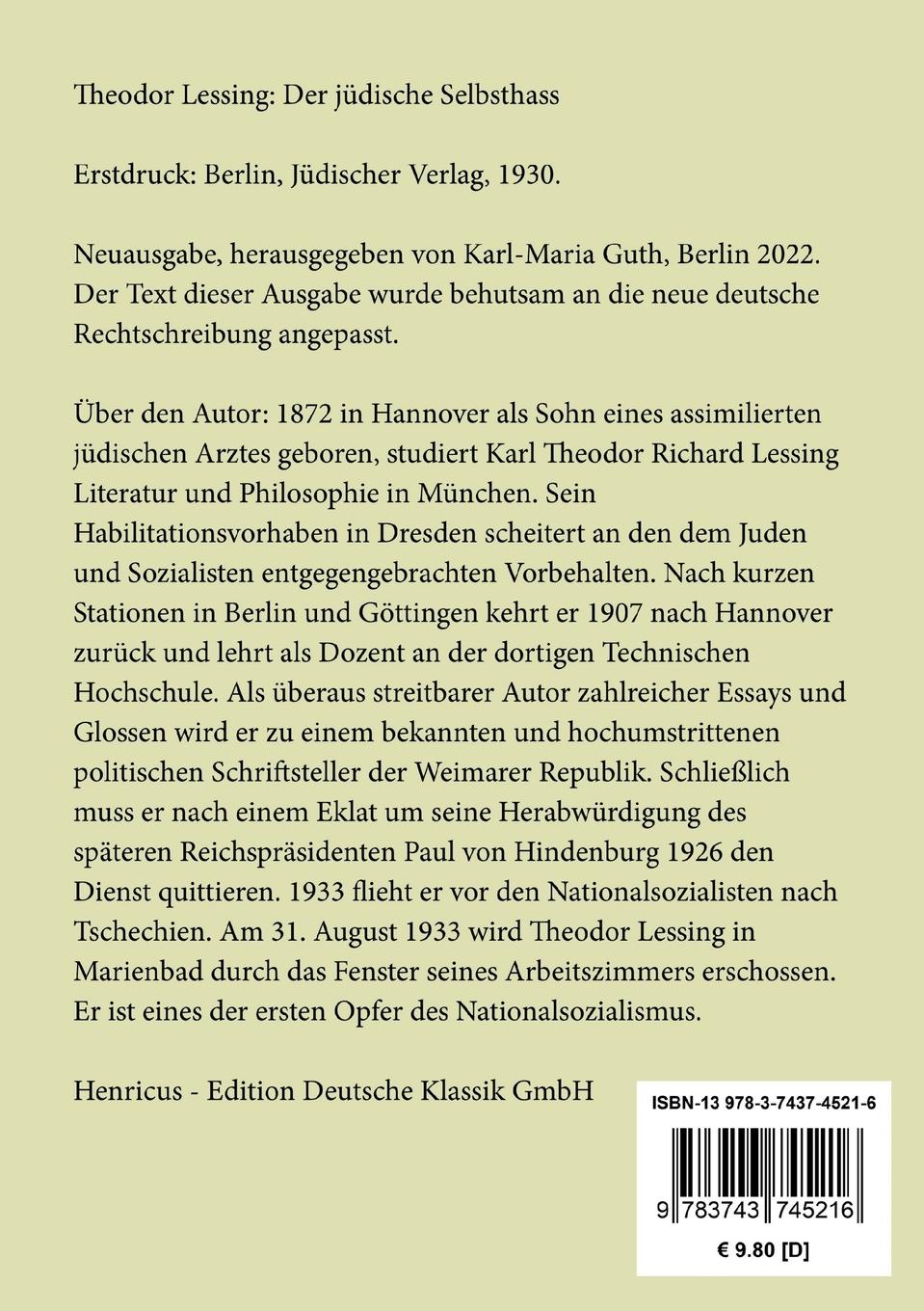 Rückseitencover Der jüdische Selbsthass