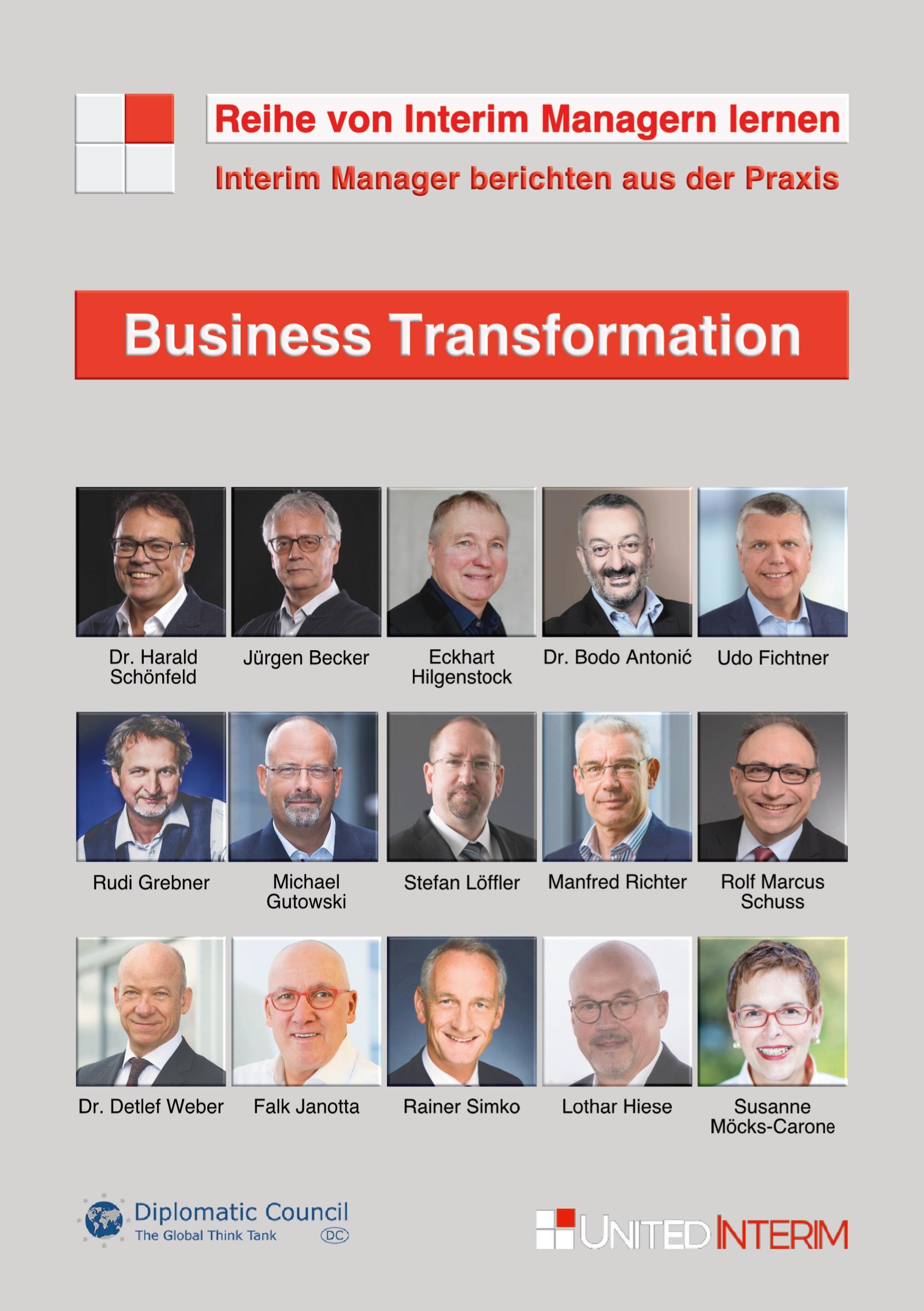 Vorderes Coverbild Business Transformation: Interim Manager berichten aus der Praxis