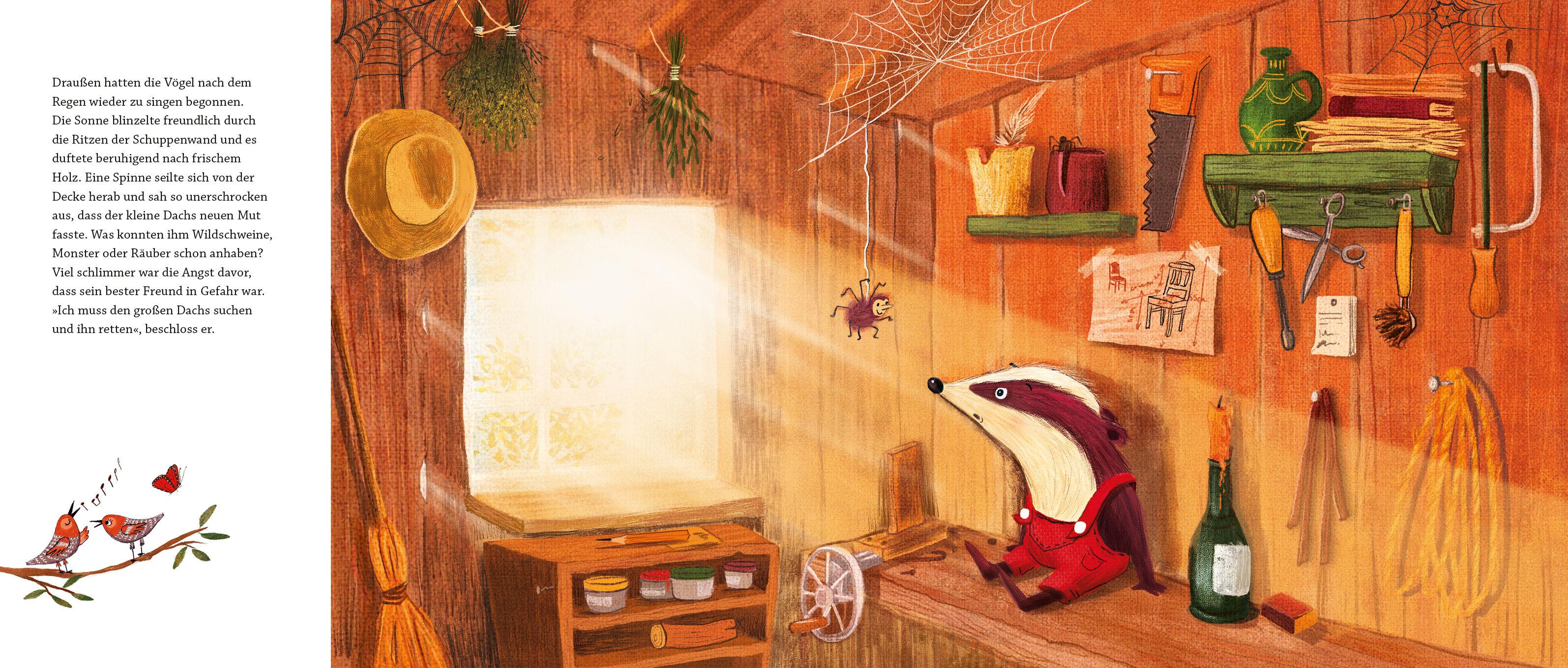 Beispielinhalt (Bild) Kleiner Dachs & großer Dachs - Die klitzekleine Angst