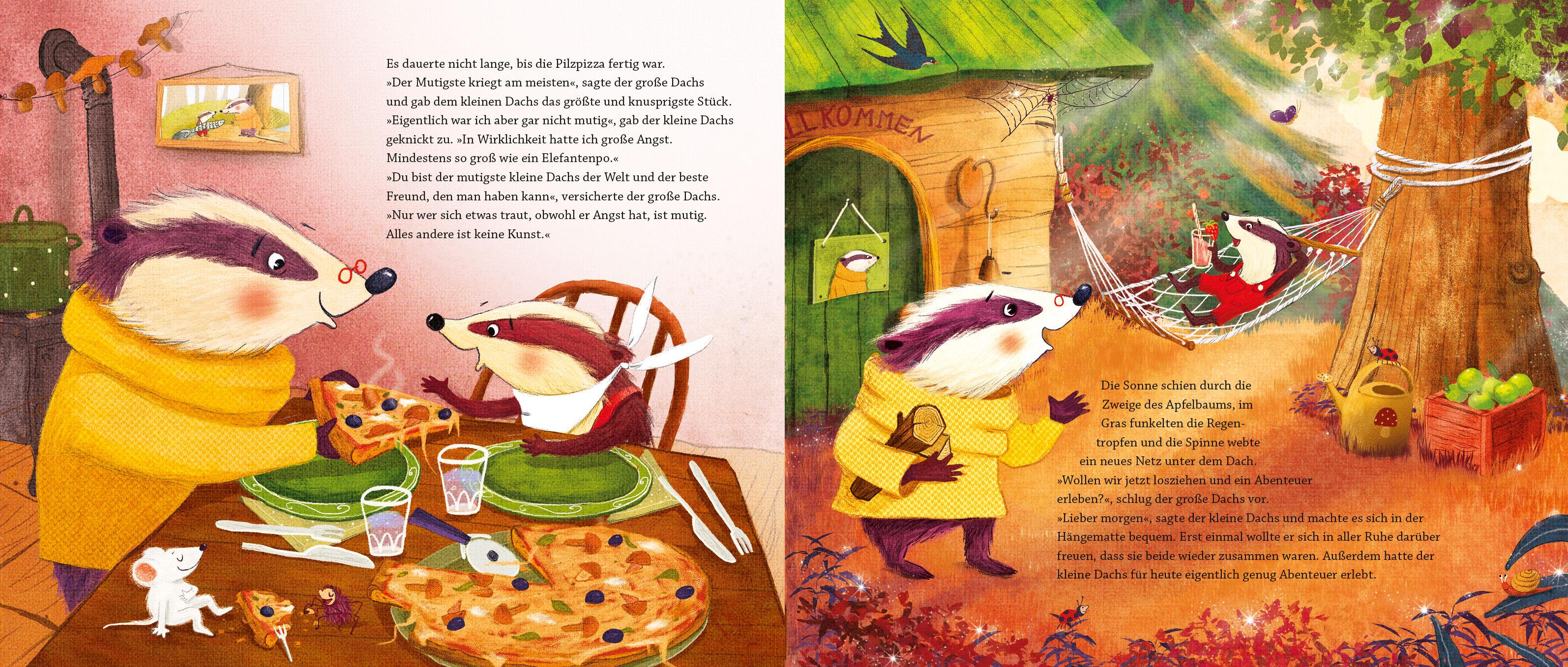 Beispielinhalt (Bild) Kleiner Dachs & großer Dachs - Die klitzekleine Angst