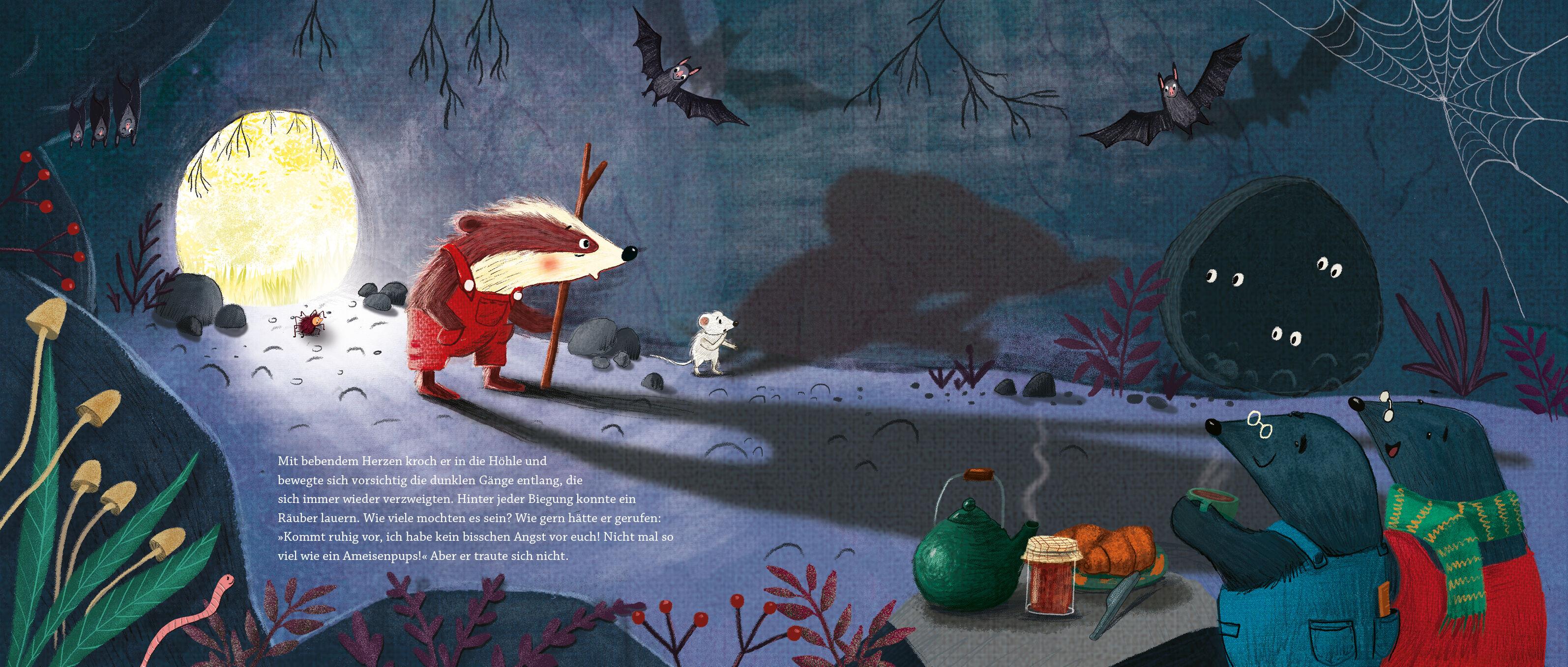 Beispielinhalt (Bild) Kleiner Dachs & großer Dachs - Die klitzekleine Angst