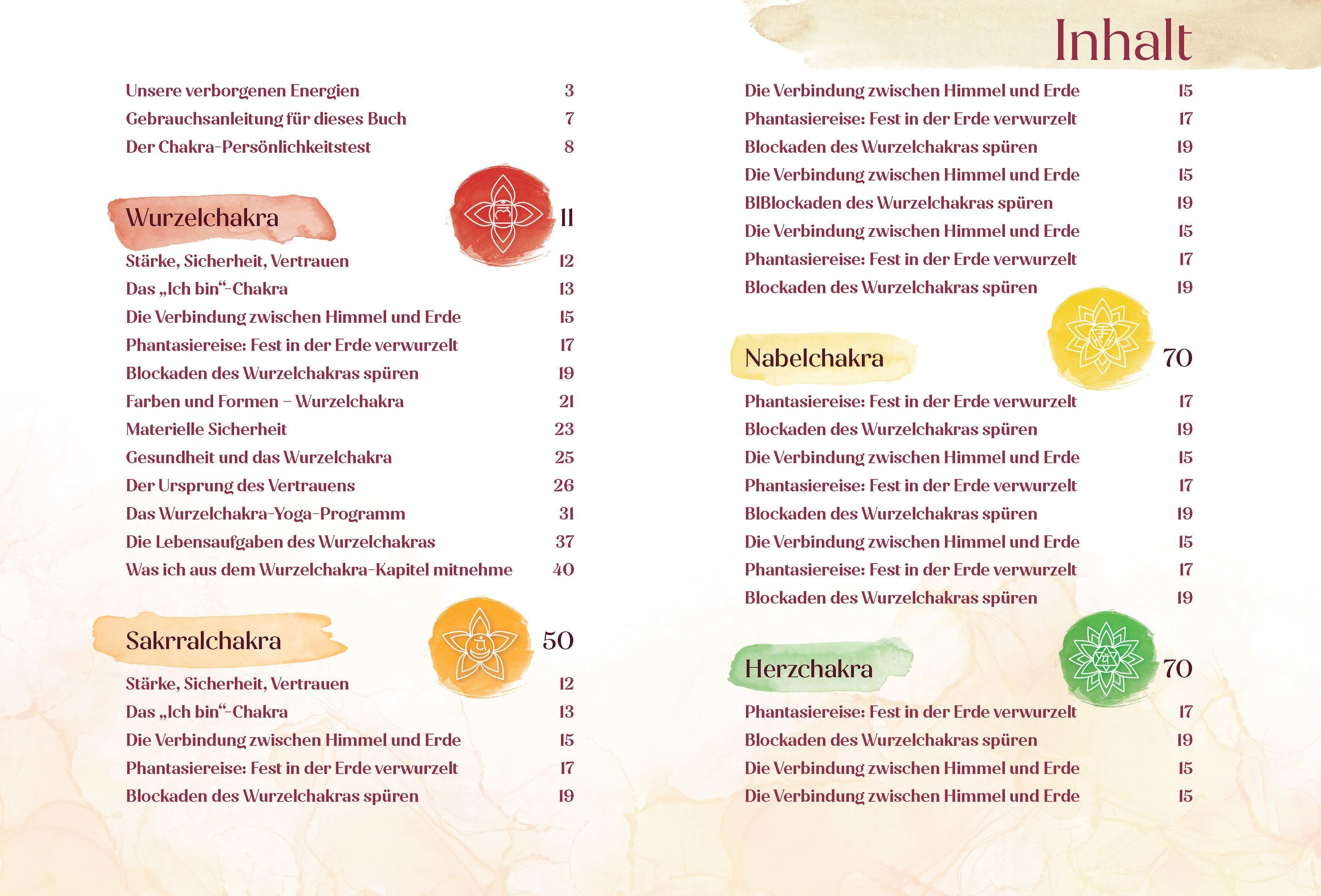 Beispielinhalt (Bild) Das Chakra Workbook