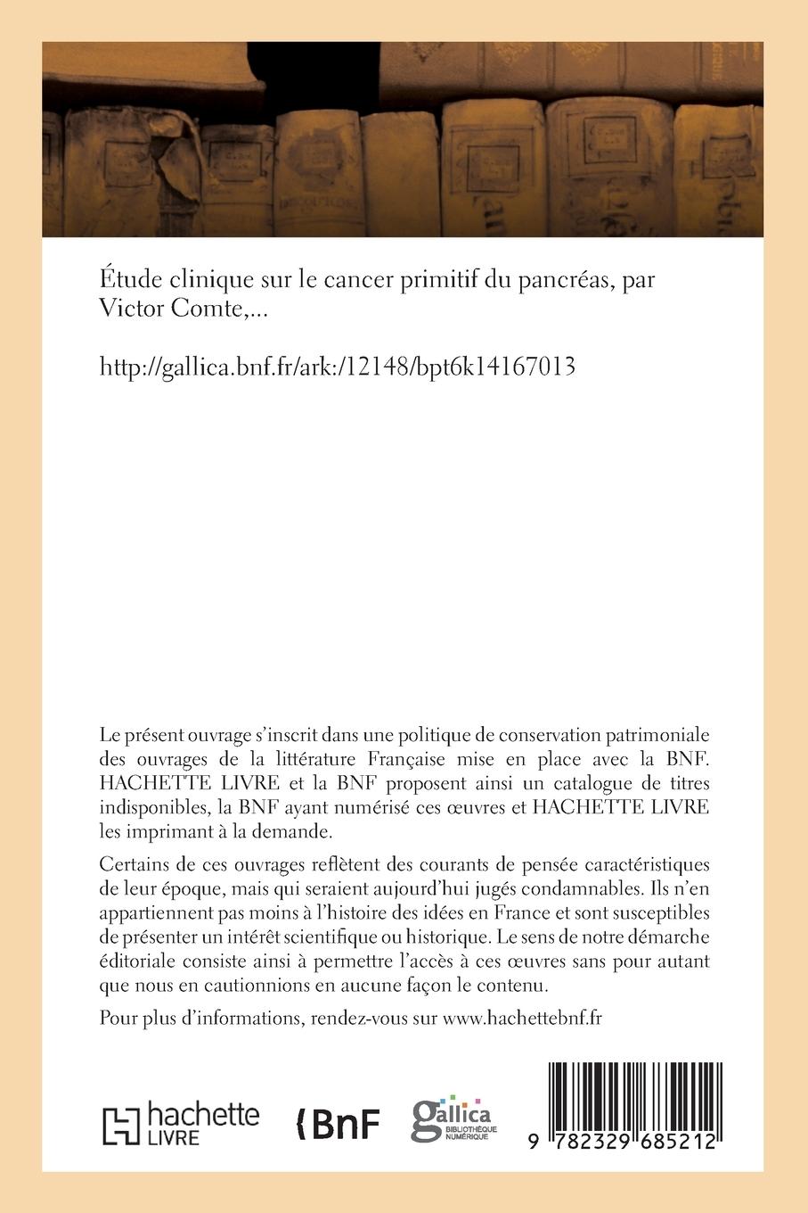 Rückseitencover Étude clinique sur le cancer primitif du pancréas