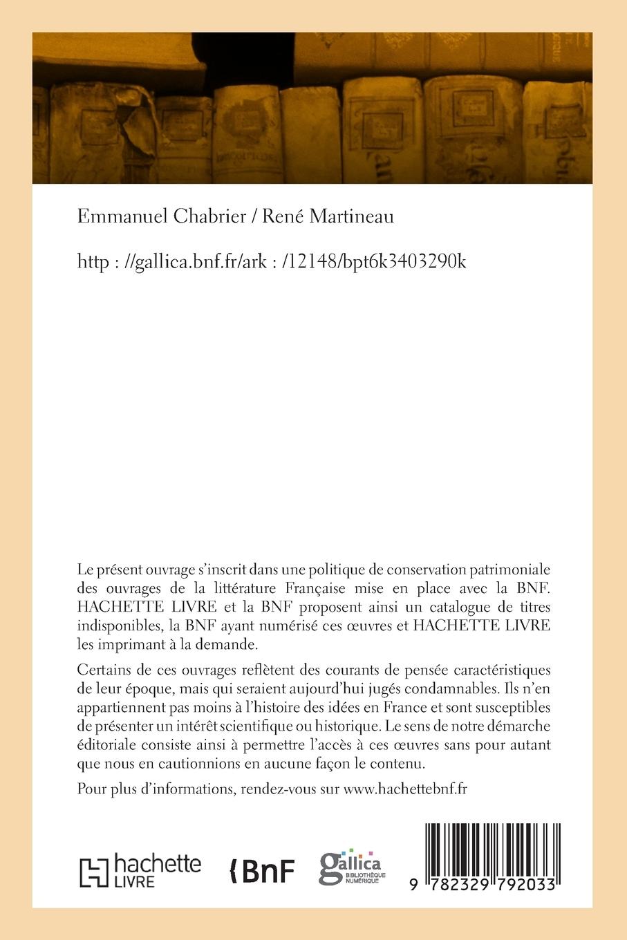 Rückseitencover Emmanuel Chabrier