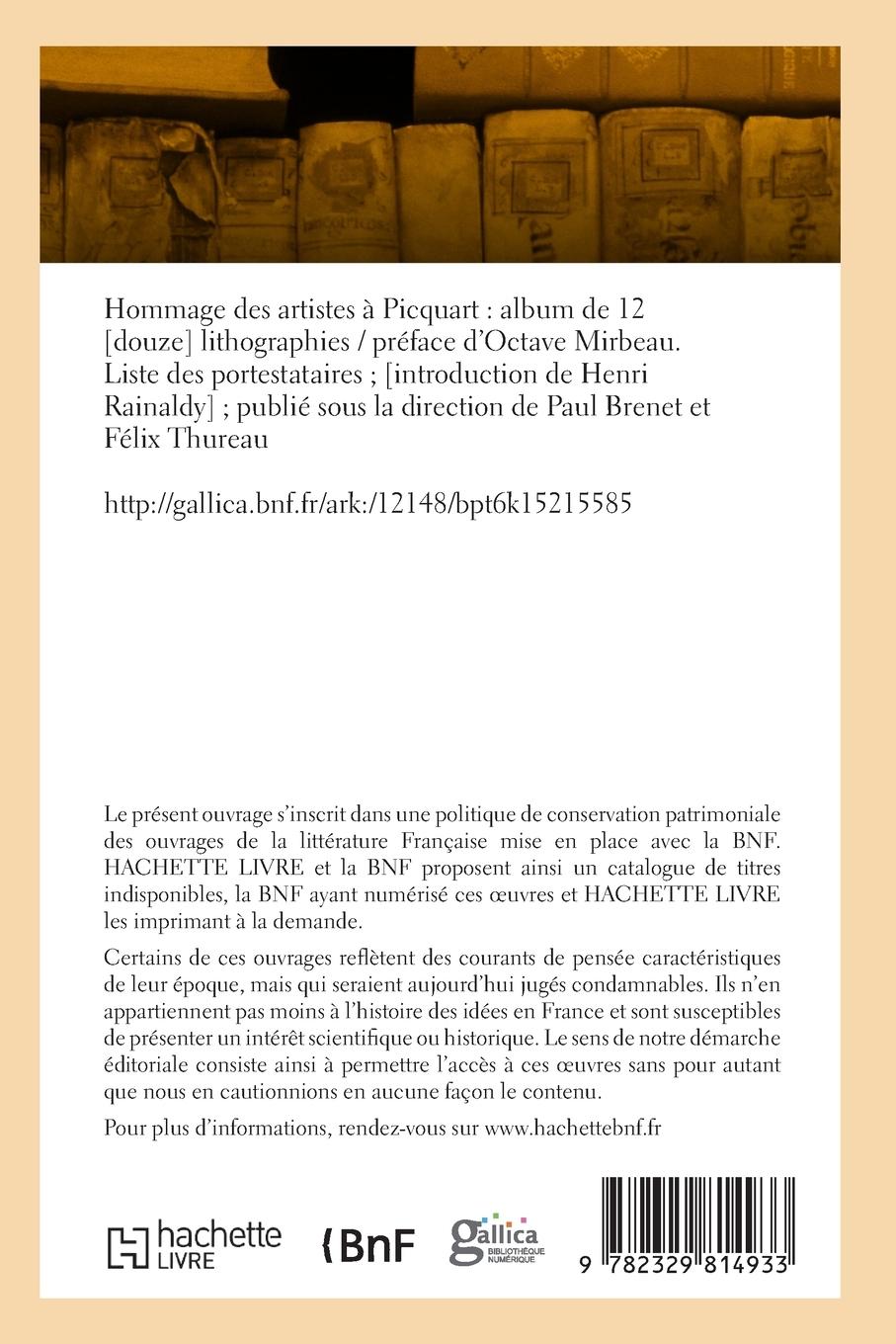 Rückseitencover Hommage des artistes à Picquart