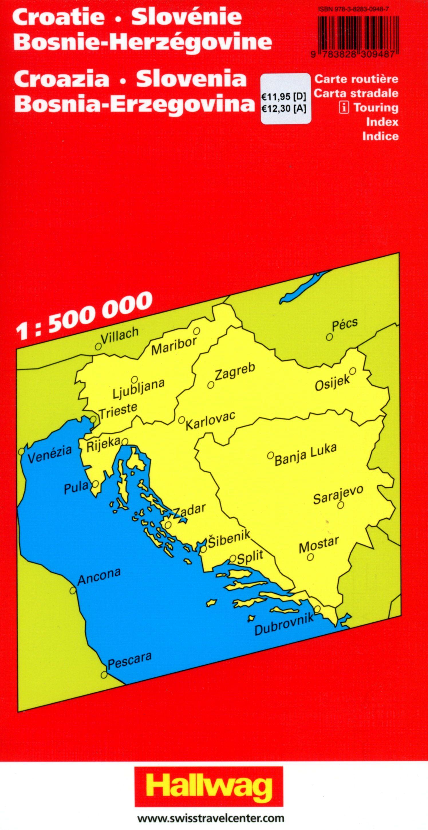 Beispielinhalt (Bild) Kroatien, Slowenien, Bosnien-Herzegowina Strassenkarte 1:500 000
