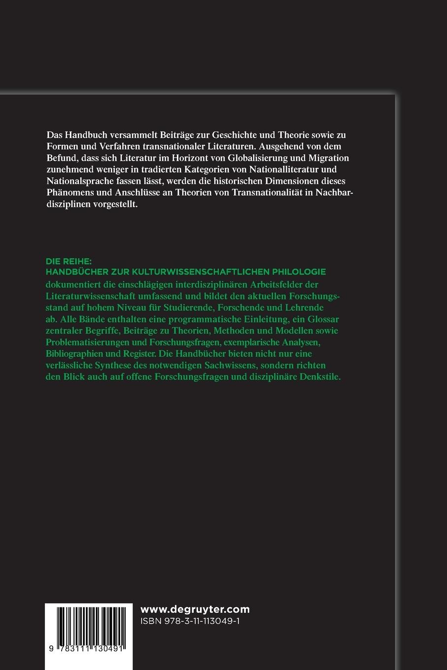 Rückseitencover Handbuch Literatur & Transnationalität