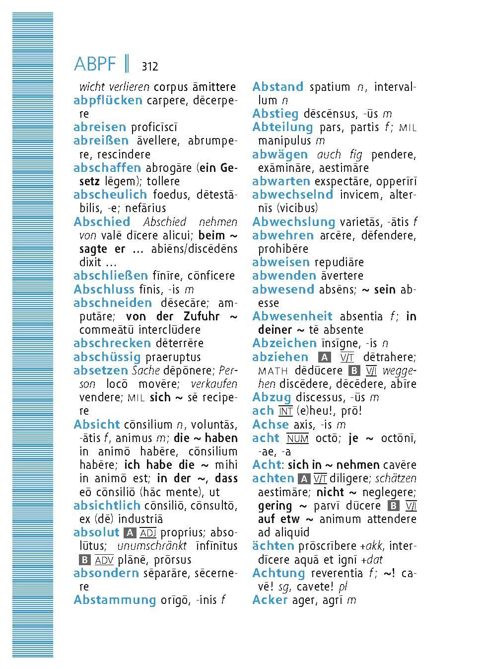 Beispielinhalt (Bild) Langenscheidt Universal-Wörterbuch Latein