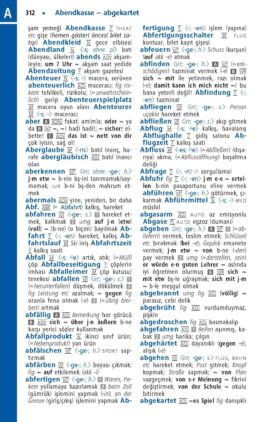 Beispielinhalt (Bild) Langenscheidt Praktisches Wörterbuch Türkisch