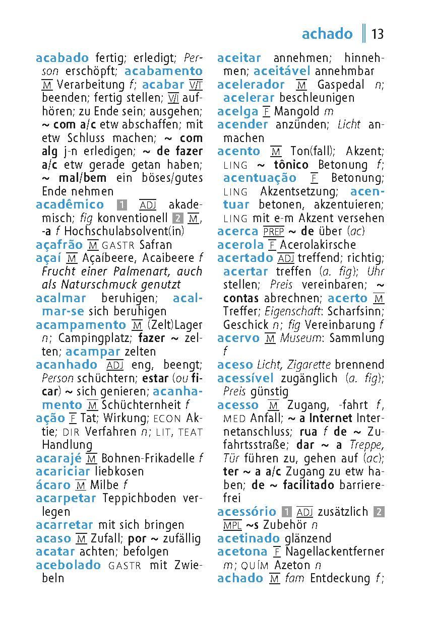 Beispielinhalt (Bild) Langenscheidt Universal-Wörterbuch Brasilianisches Portugiesisch