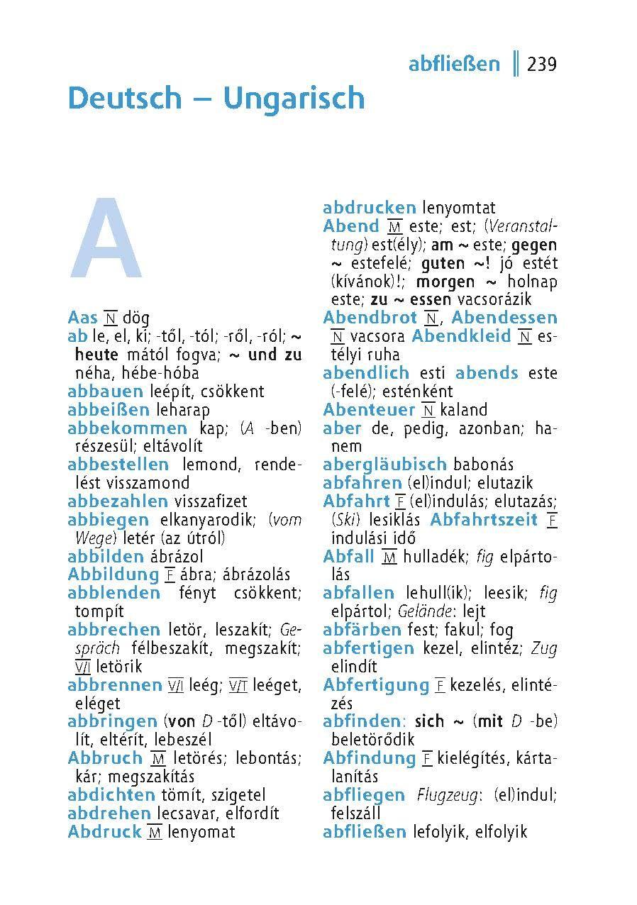 Beispielinhalt (Bild) Langenscheidt Universal-Wörterbuch Ungarisch