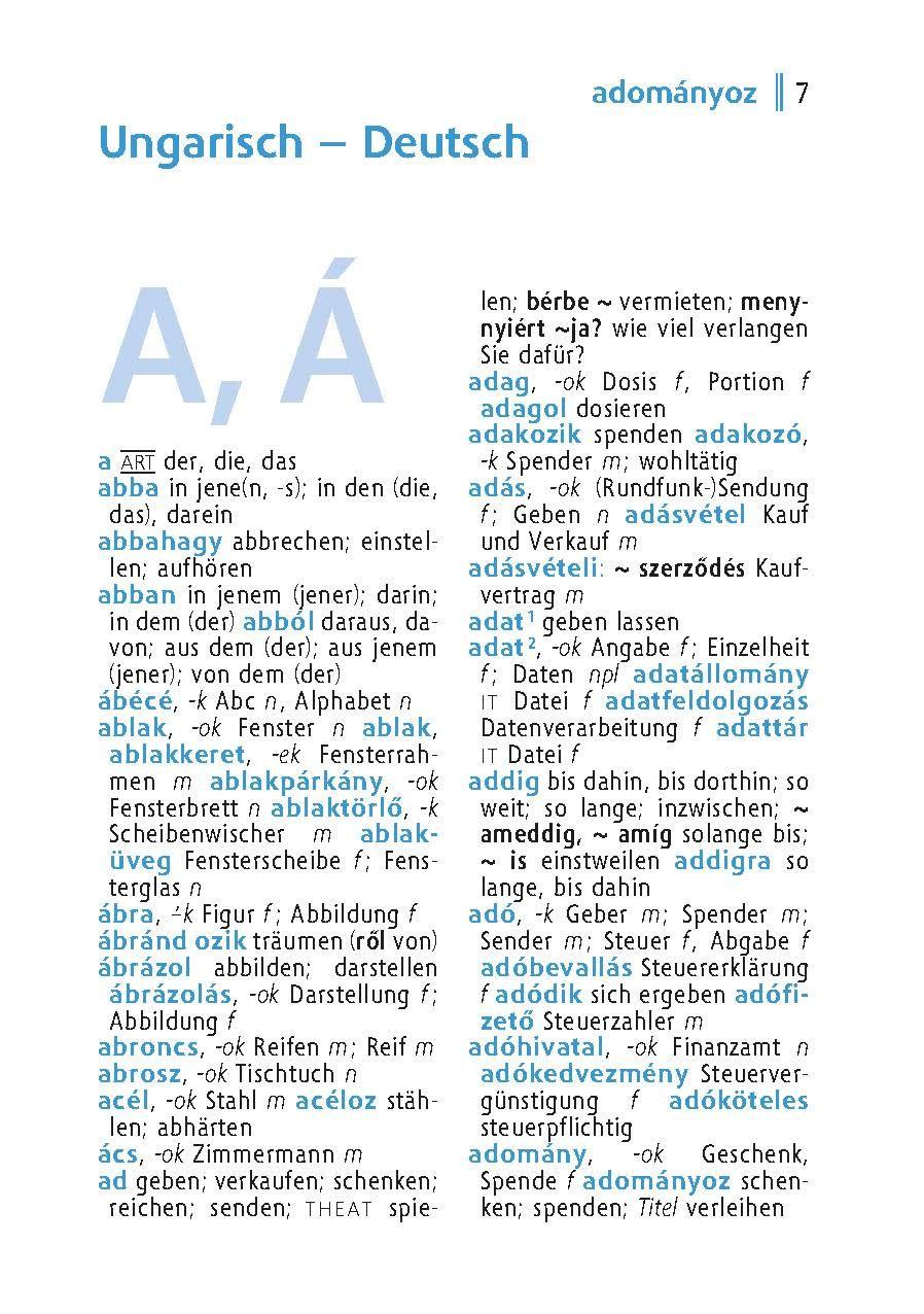 Beispielinhalt (Bild) Langenscheidt Universal-Wörterbuch Ungarisch