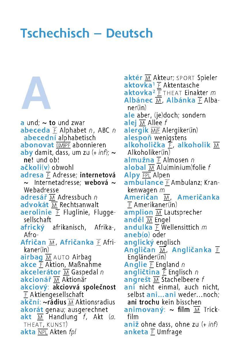 Beispielinhalt (Bild) Langenscheidt Universal-Wörterbuch Tschechisch