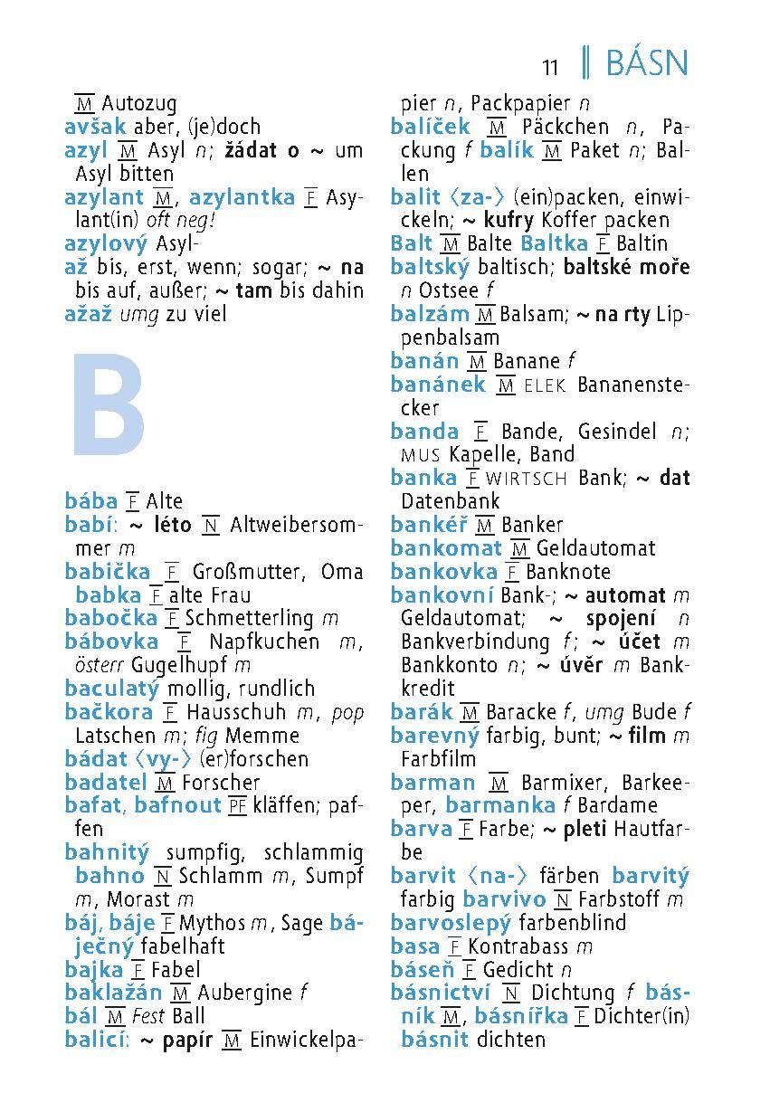 Beispielinhalt (Bild) Langenscheidt Universal-Wörterbuch Tschechisch