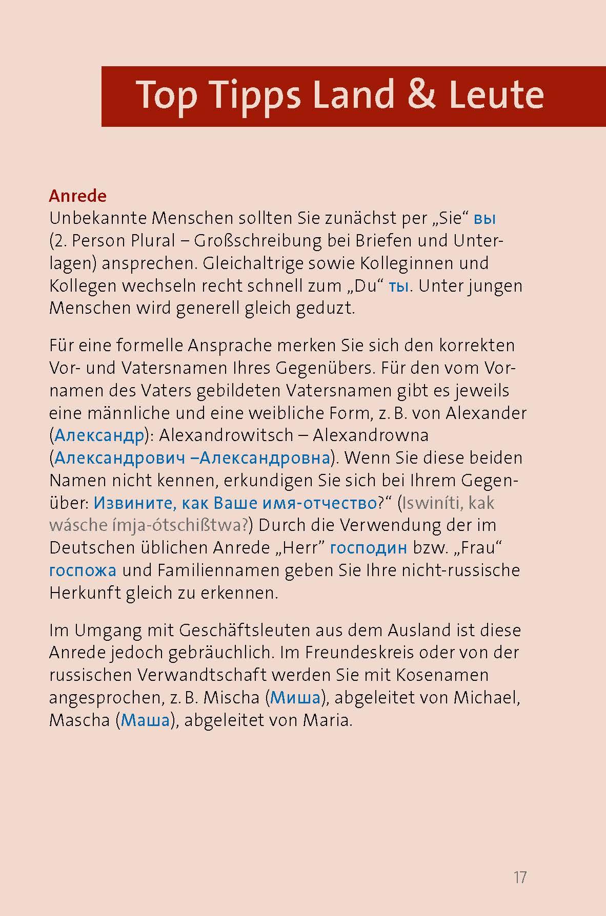 Beispielinhalt (Bild) Langenscheidt Sprachführer Russisch