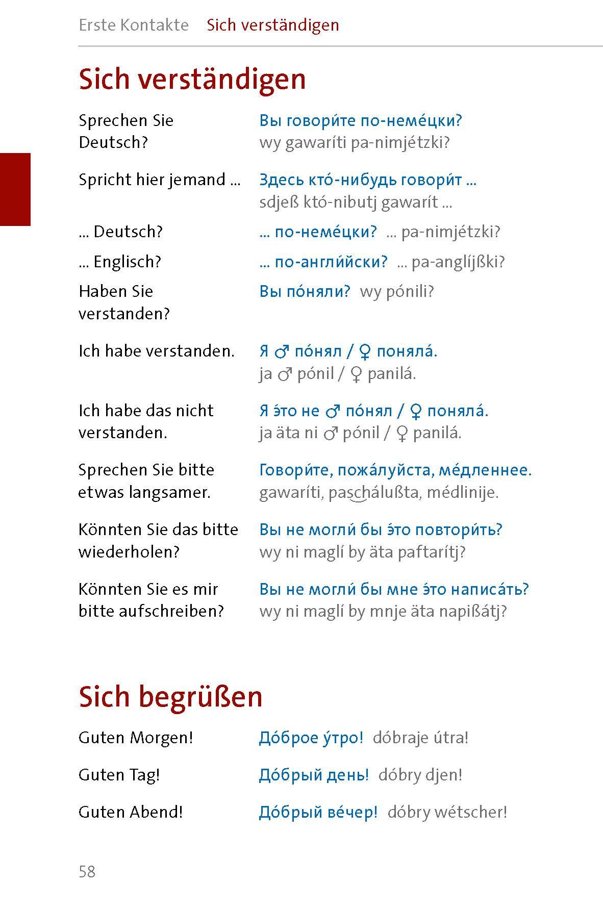 Beispielinhalt (Bild) Langenscheidt Sprachführer Russisch