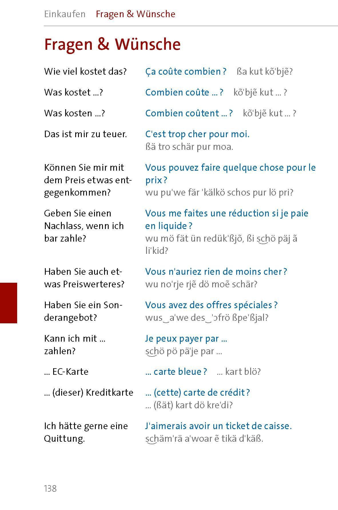 Beispielinhalt (Bild) Langenscheidt Sprachführer Französisch