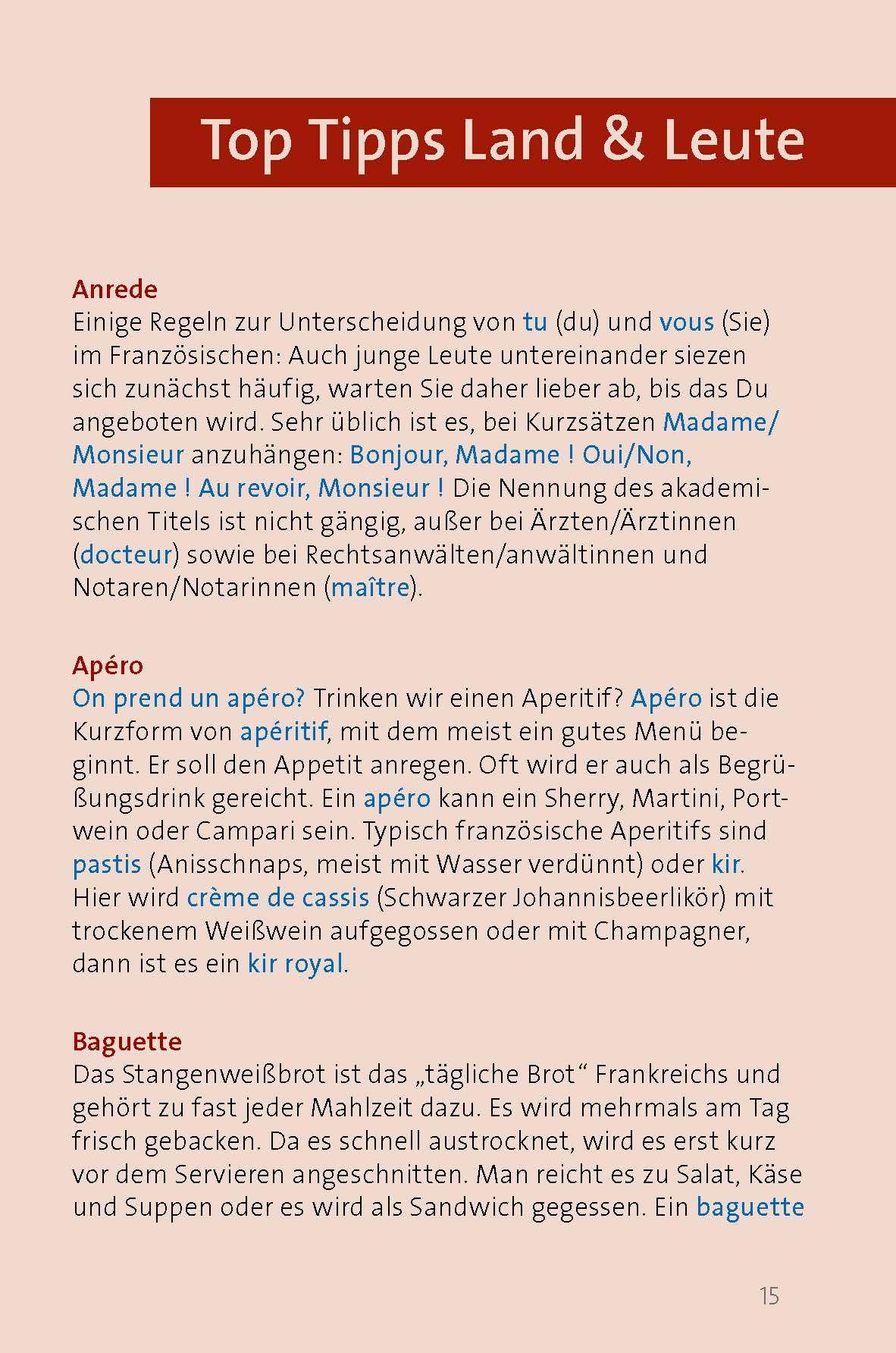 Beispielinhalt (Bild) Langenscheidt Sprachführer Französisch