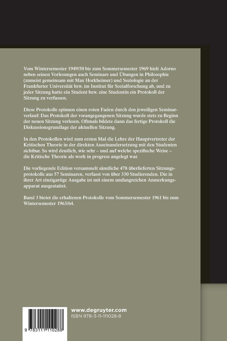 Rückseitencover Sommersemester 1961 - Wintersemester 1963/64